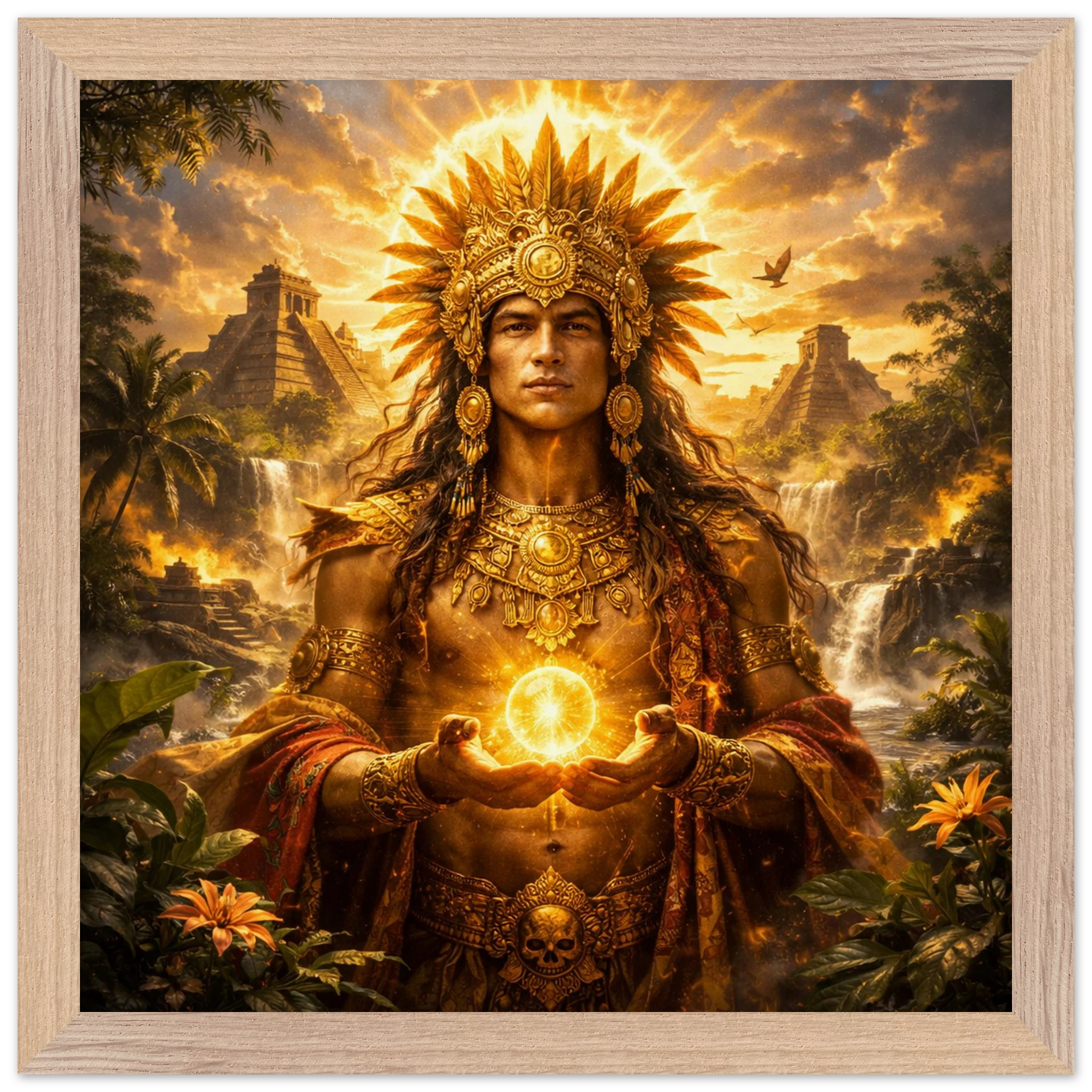 Kinich Ahau – Mythologie Fine Art Print mit Rahmen | babasan