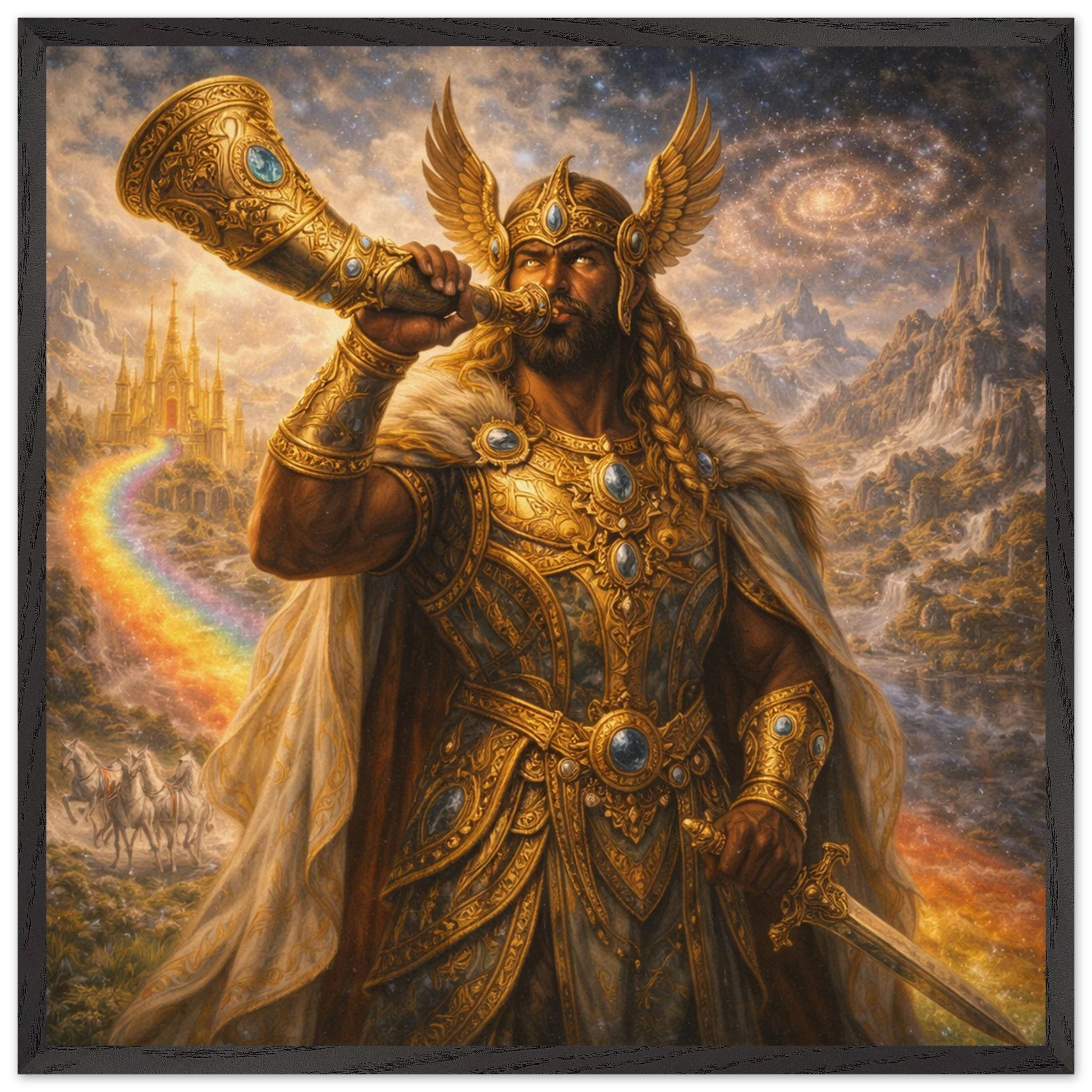 Heimdall – Mythologie Fine Art Print mit Rahmen | babasan