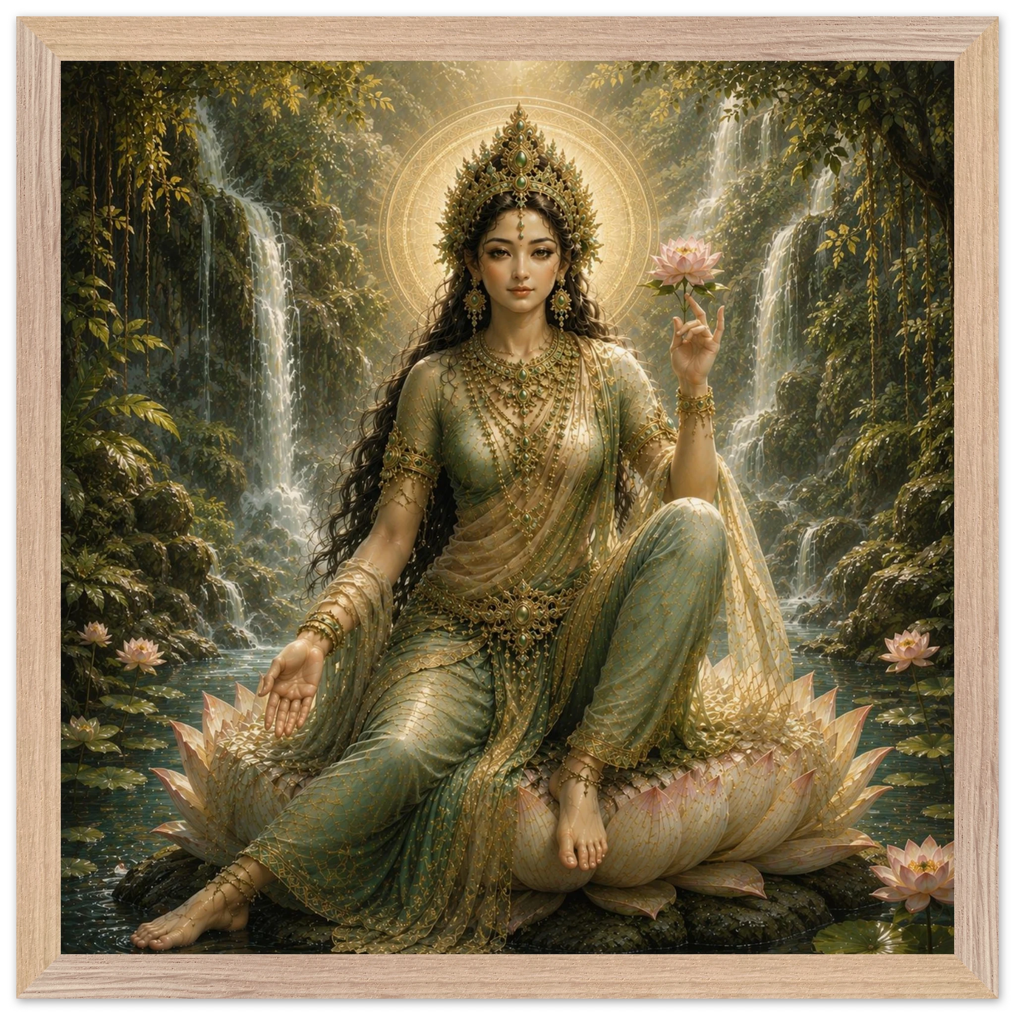 Grüne Tara – Mythologie Fine Art Print mit Rahmen | babasan