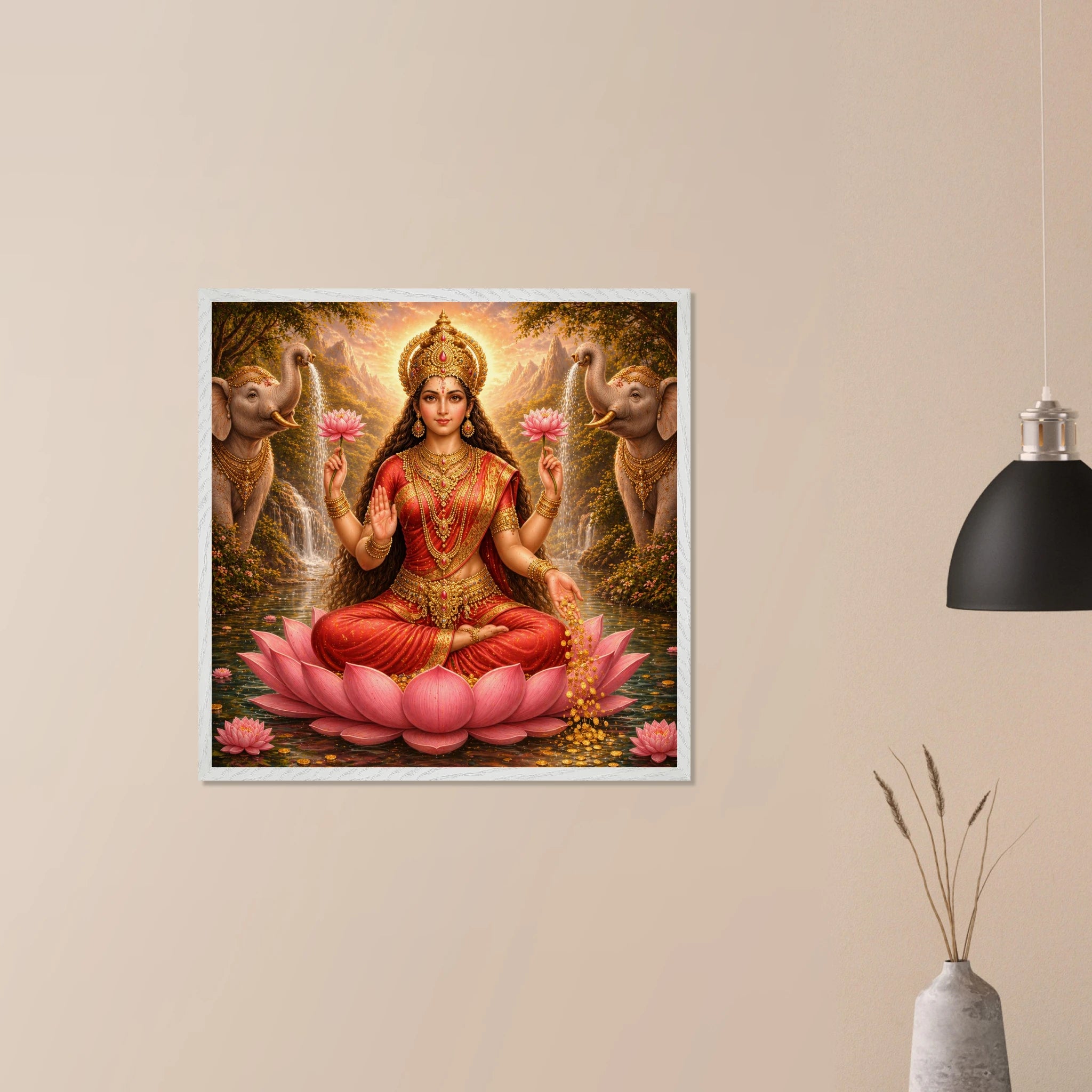 Lakshmi – Mythologie Fine Art Print mit Rahmen | babasan