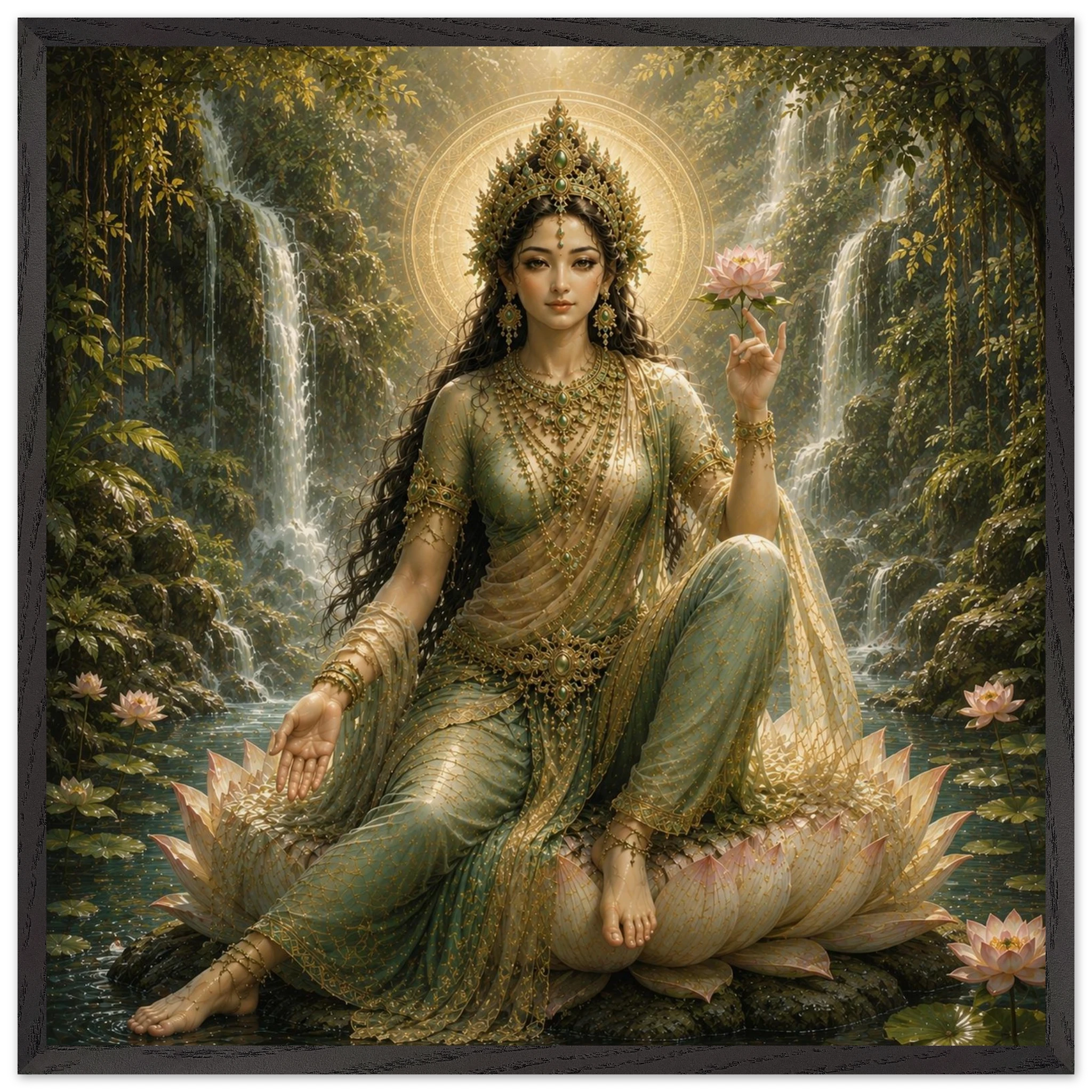 Grüne Tara – Mythologie Fine Art Print mit Rahmen | babasan