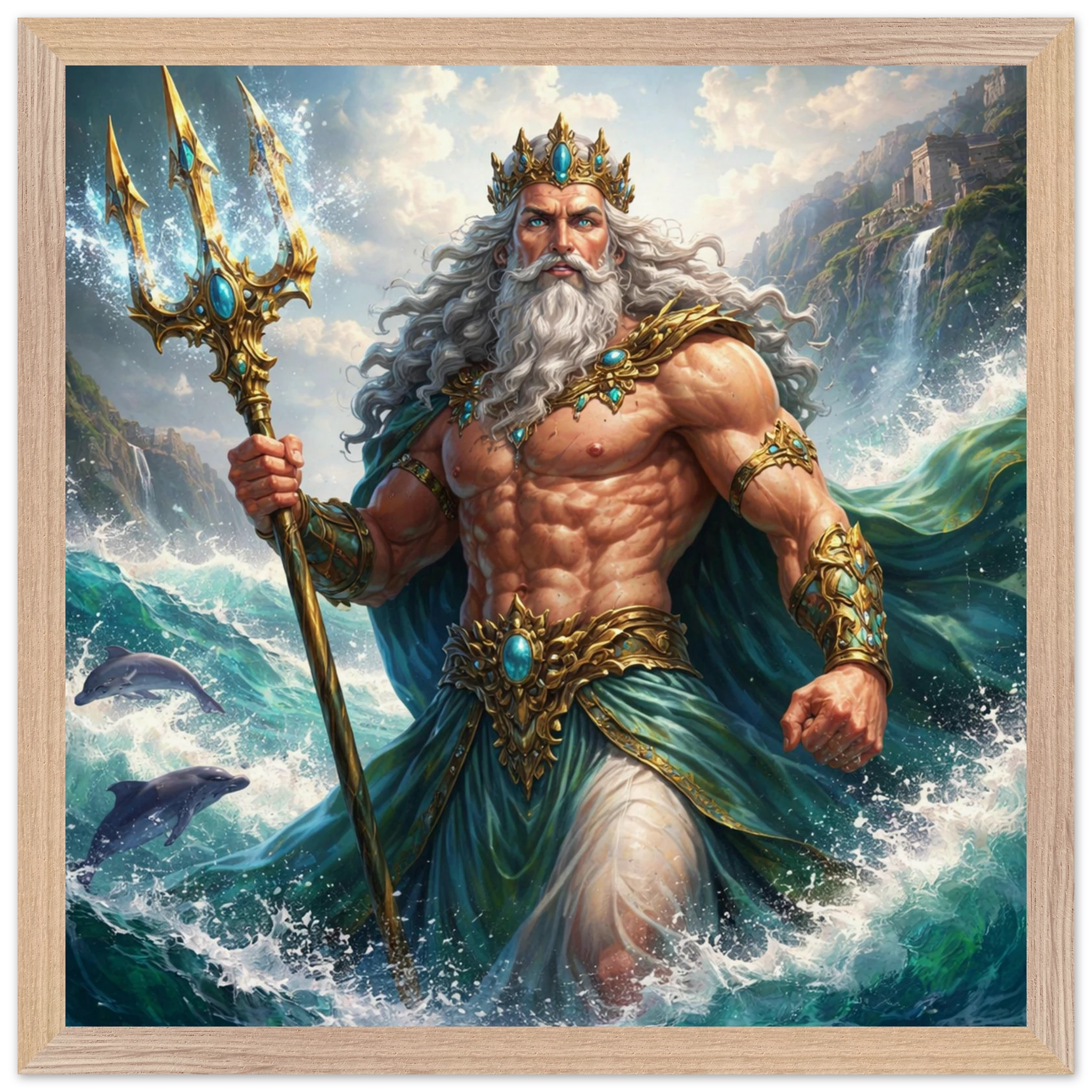 Poseidon – Mythologie Fine Art Print mit Rahmen | babasan
