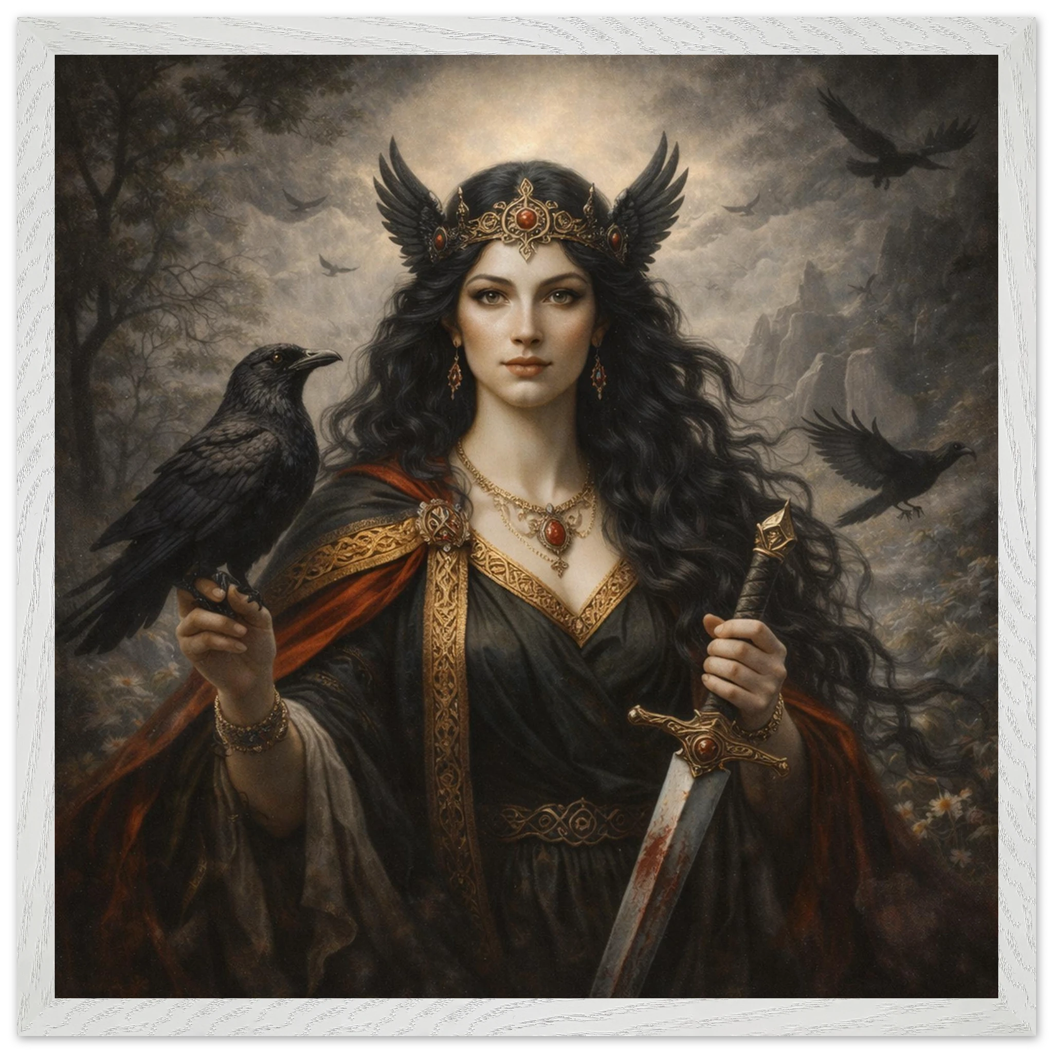 Morrigan – Mythologie Fine Art Print mit Rahmen | babasan