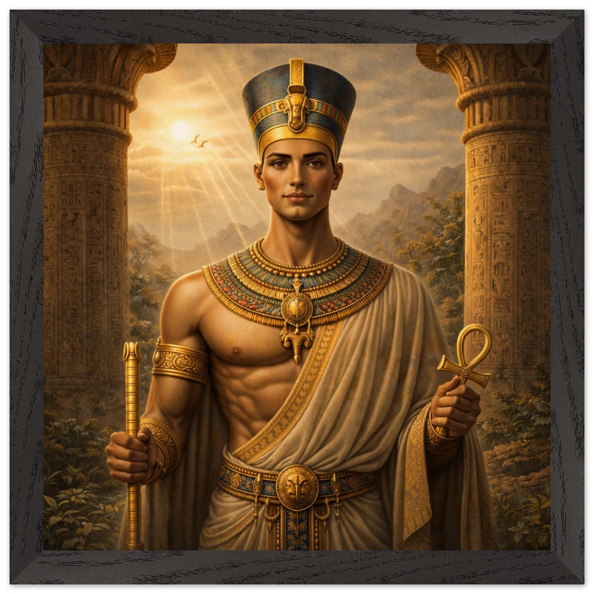 Echnaton – Mythologie Fine Art Print mit Rahmen | babasan