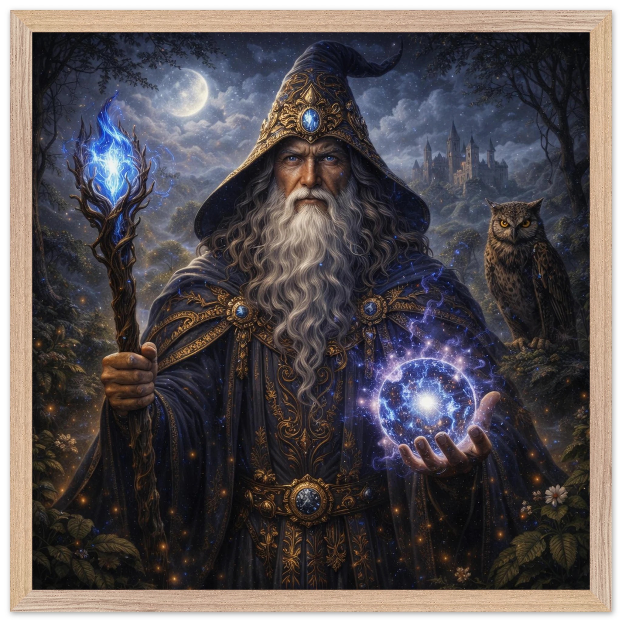 Merlin – Mythologie Fine Art Print mit Rahmen | babasan