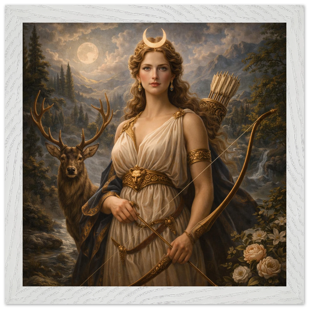 Diana – Mythologie Fine Art Print mit Rahmen | babasan