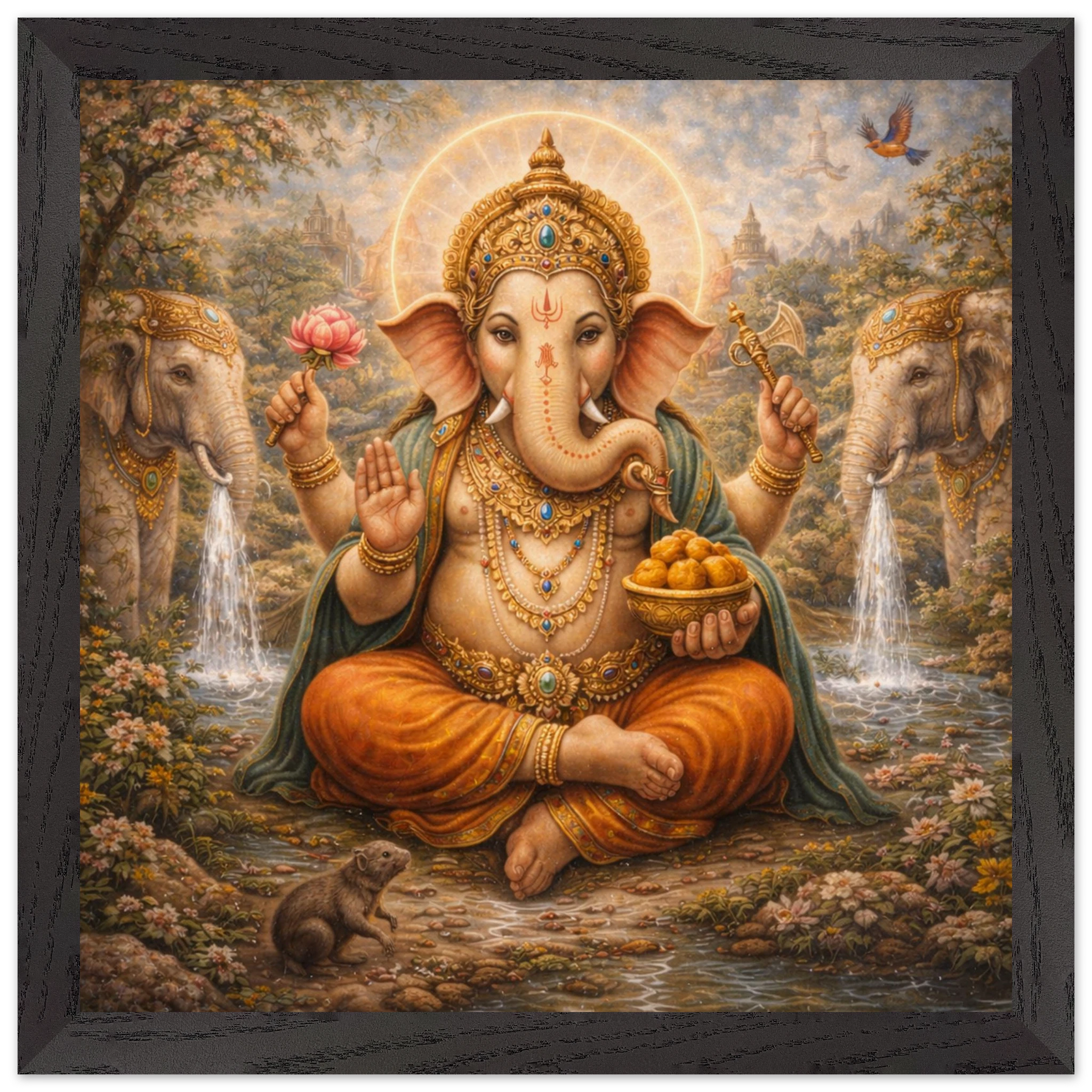 Ganesha – Mythologie Fine Art Print mit Rahmen | babasan
