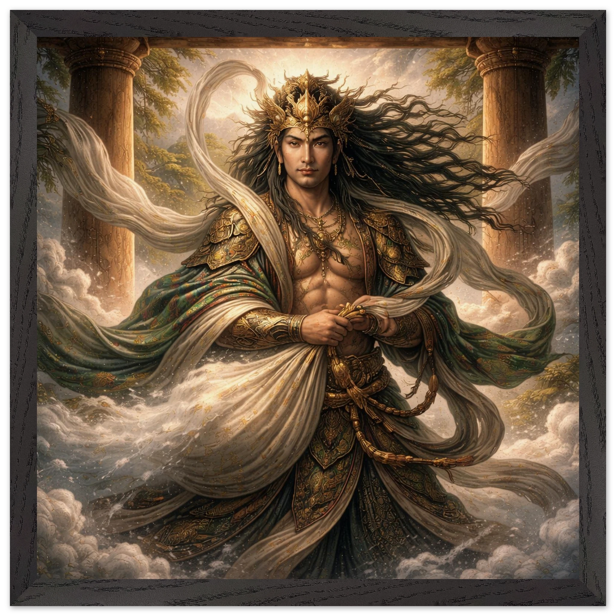 Fūjin – Mythologie Fine Art Print mit Rahmen | babasan