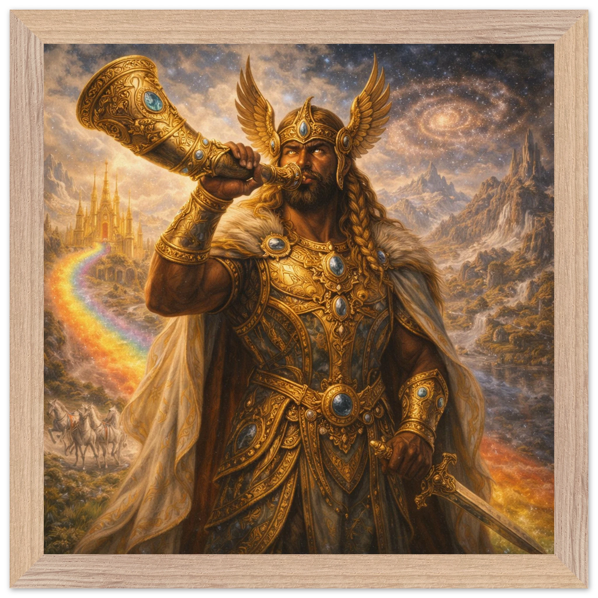 Heimdall – Mythologie Fine Art Print mit Rahmen | babasan