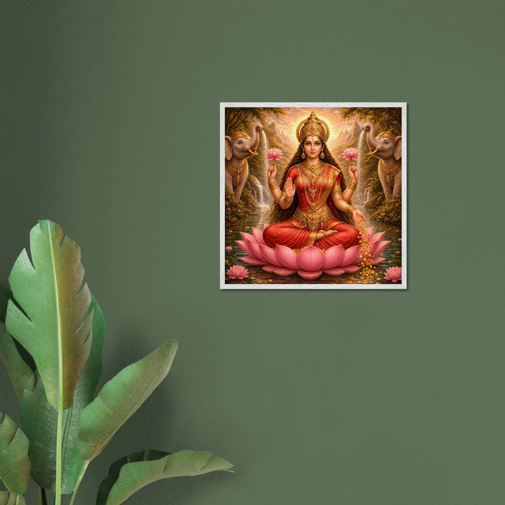 Lakshmi – Mythologie Fine Art Print mit Rahmen | babasan