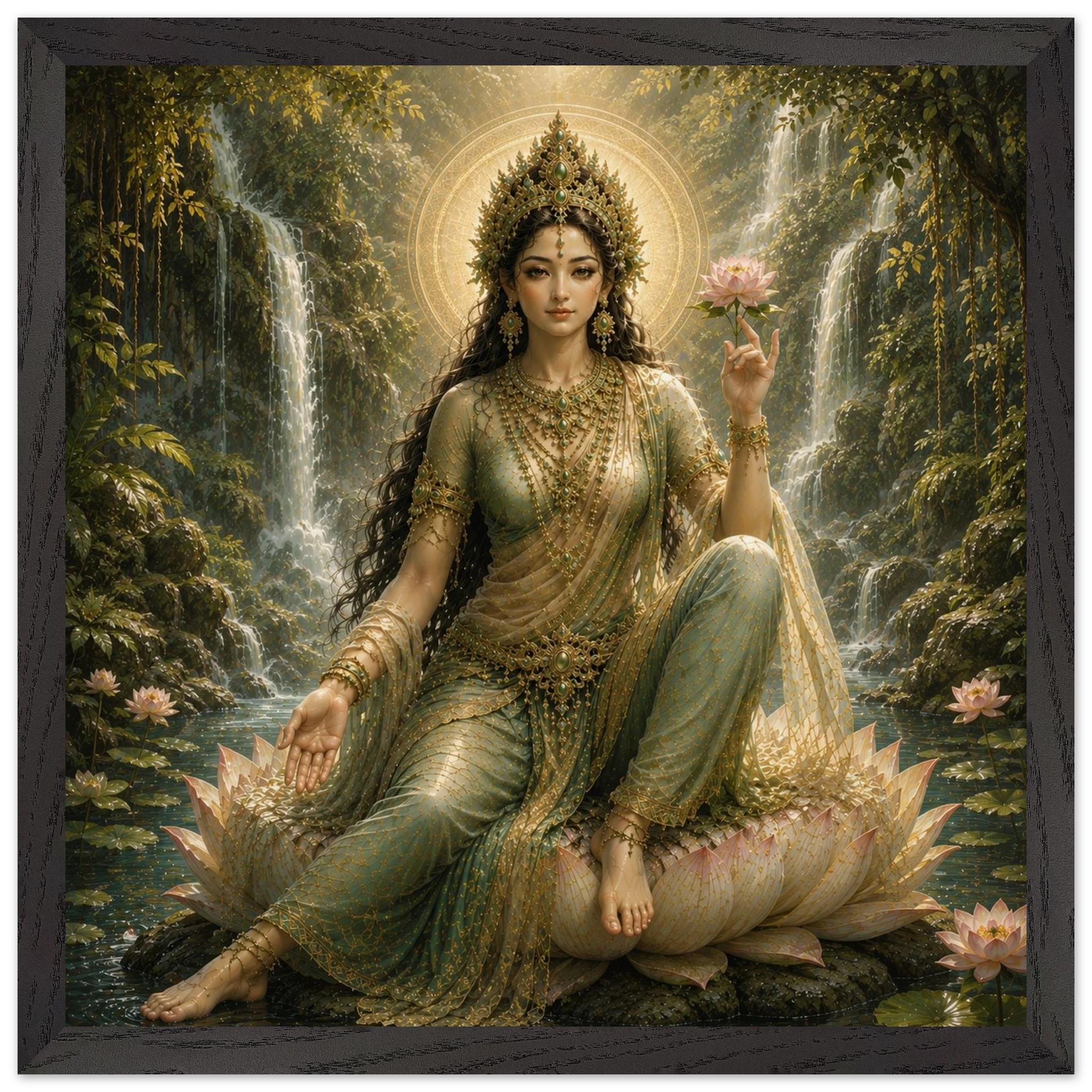 Grüne Tara – Mythologie Fine Art Print mit Rahmen | babasan