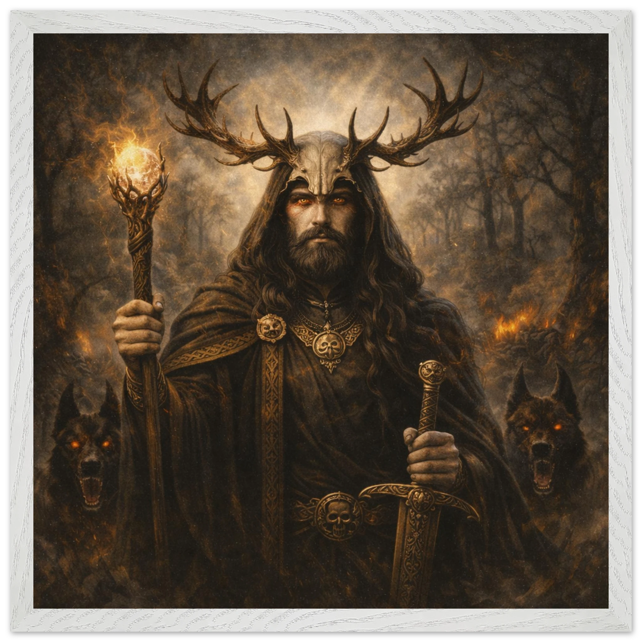 Arawn – Mythologie Fine Art Print mit Rahmen | babasan
