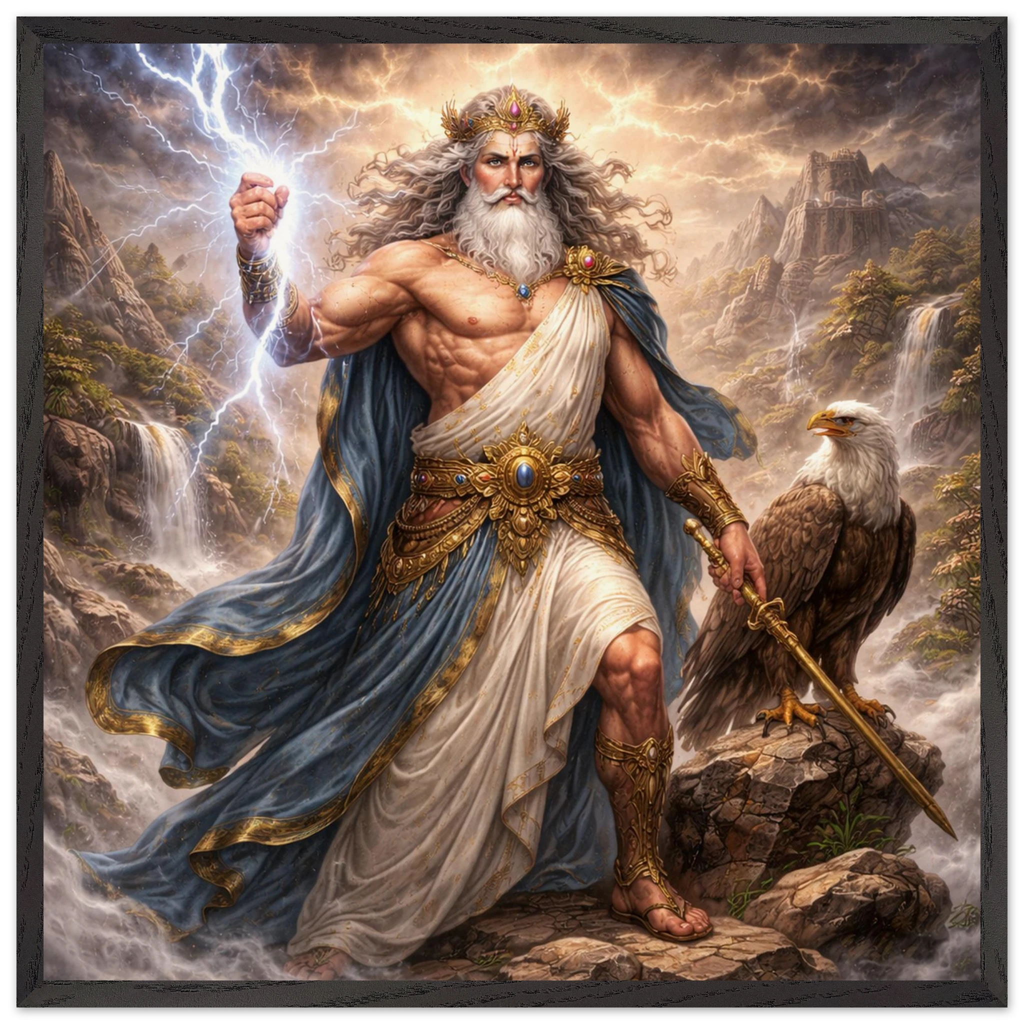 Zeus – Mythologie Fine Art Print mit Rahmen | babasan