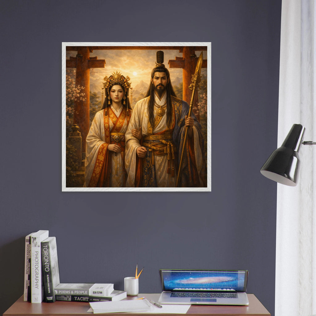 Izanagi Izanami – Mythologie Fine Art Print mit Rahmen | babasan