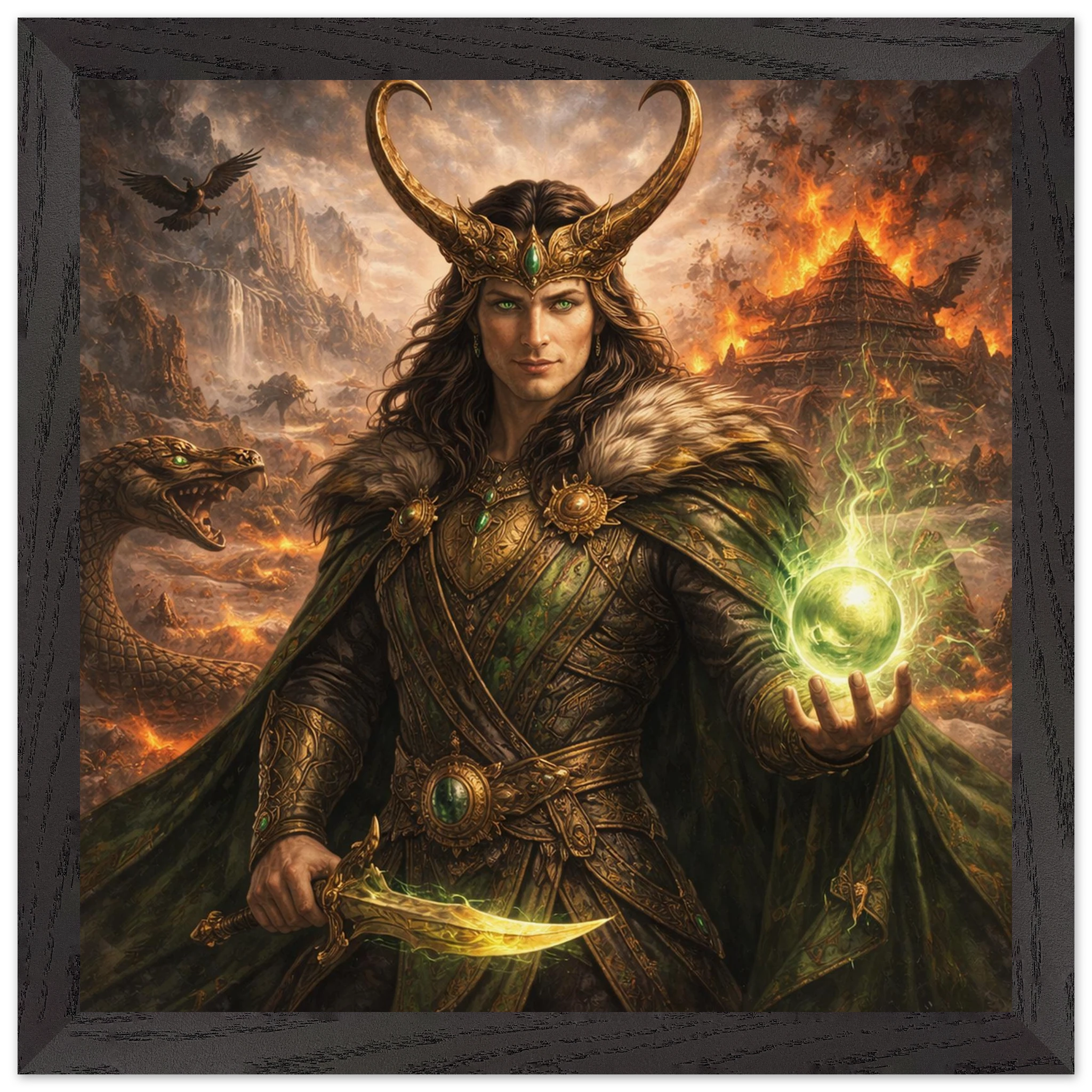 Loki – Mythologie Fine Art Print mit Rahmen | babasan