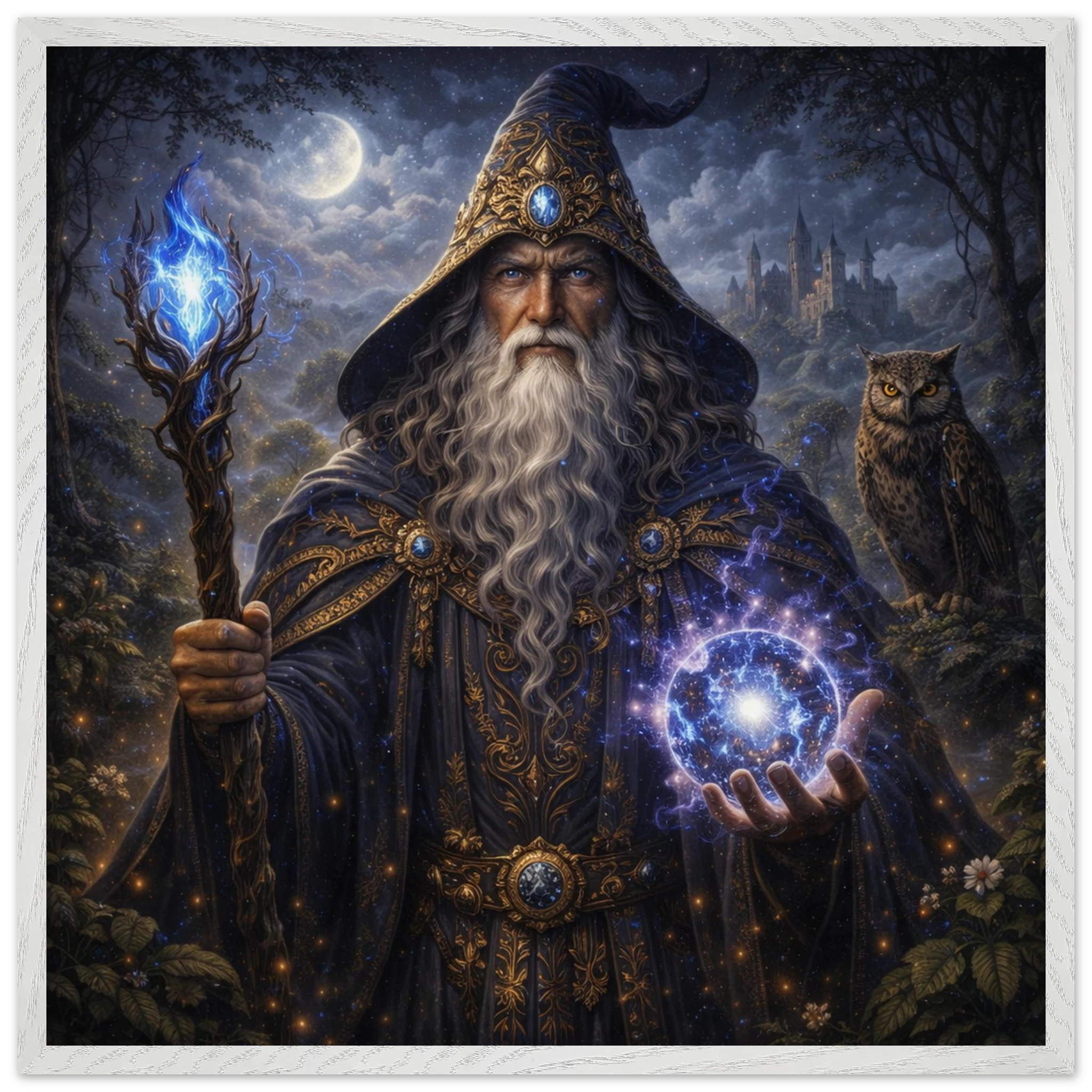 Merlin – Mythologie Fine Art Print mit Rahmen | babasan