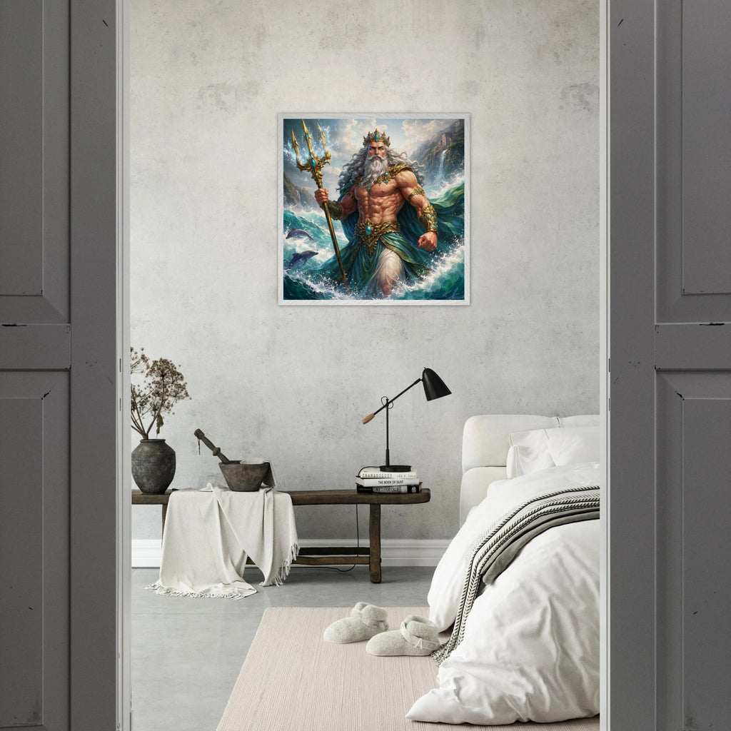 Poseidon – Mythologie Fine Art Print mit Rahmen | babasan