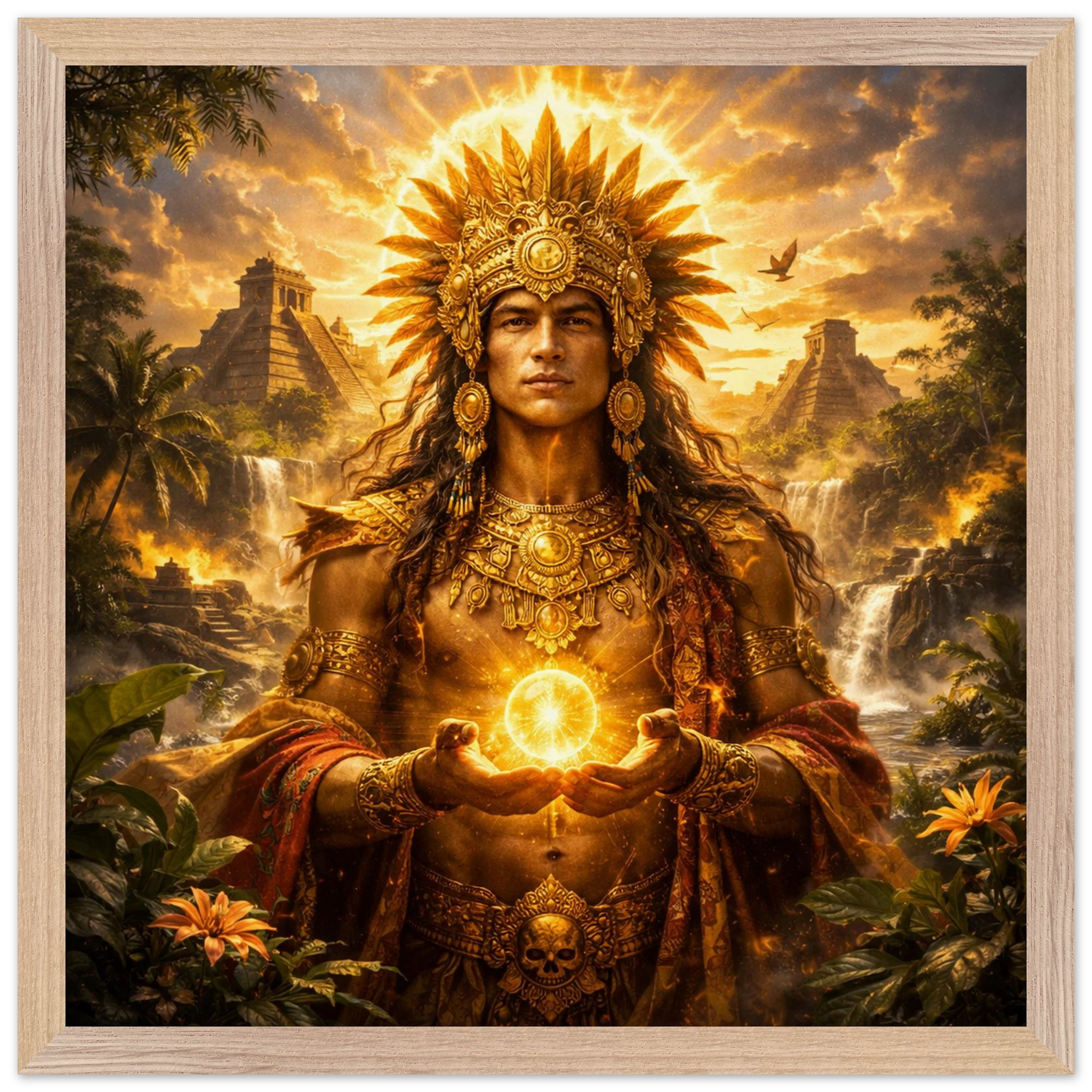 Kinich Ahau – Mythologie Fine Art Print mit Rahmen | babasan