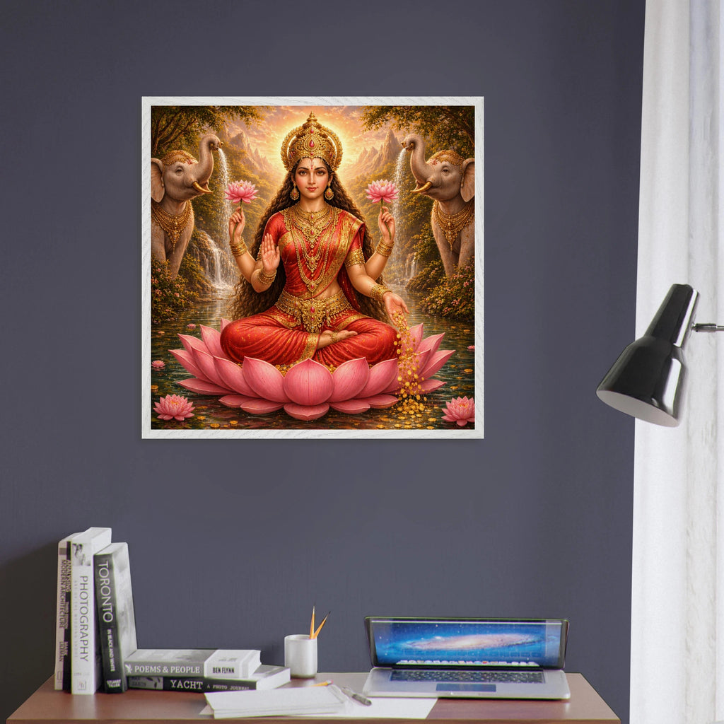 Lakshmi – Mythologie Fine Art Print mit Rahmen | babasan