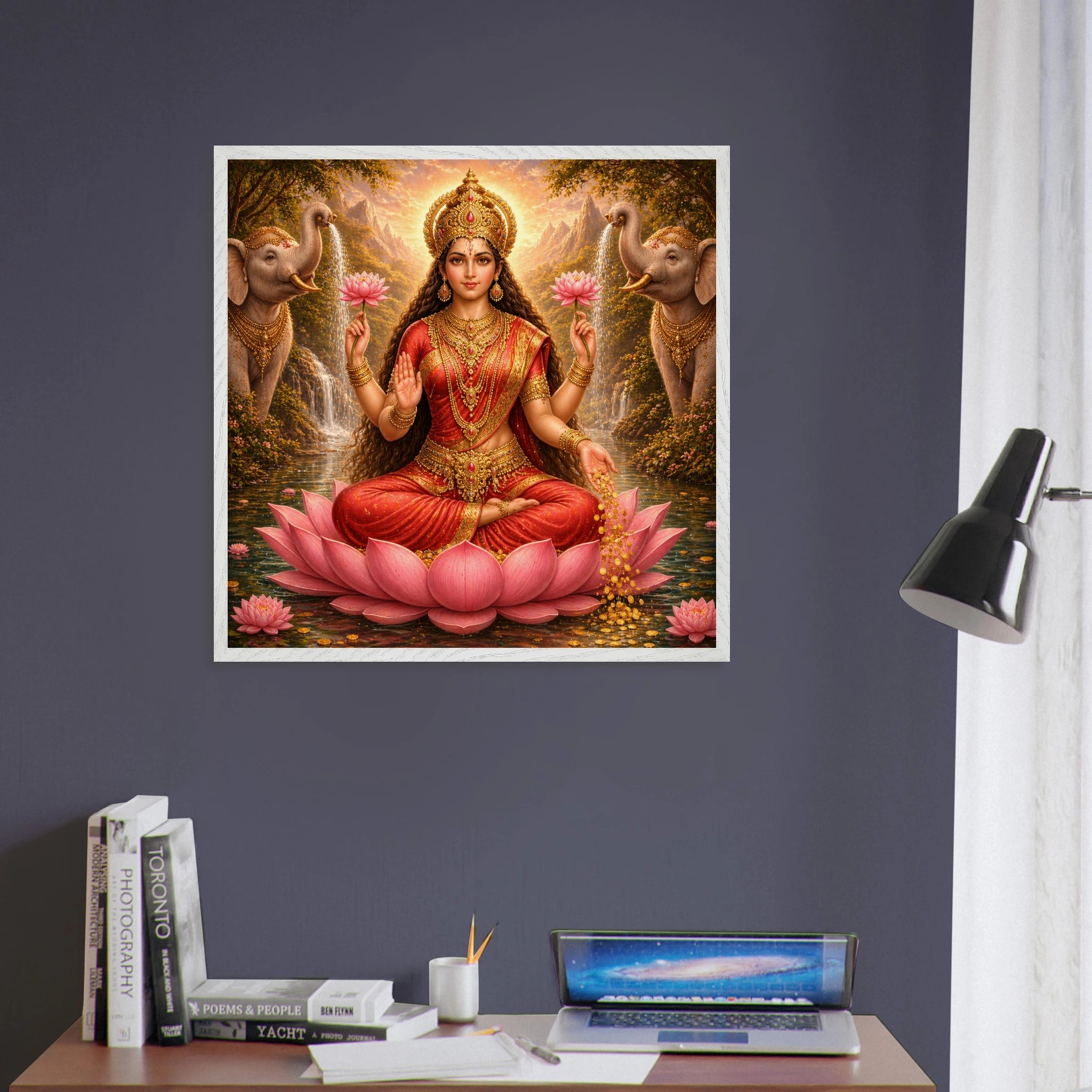 Lakshmi – Mythologie Fine Art Print mit Rahmen | babasan