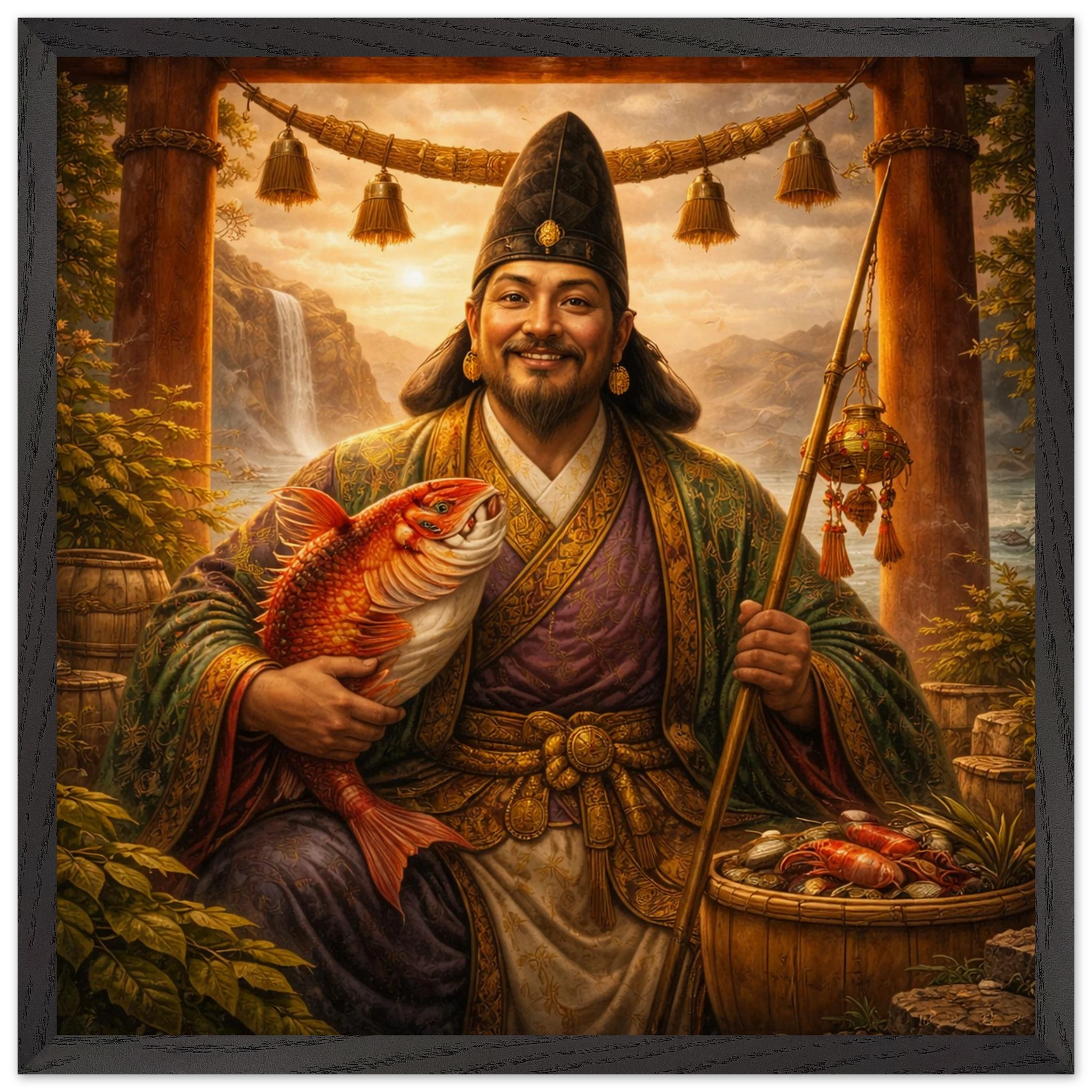 Ebisu – Mythologie Fine Art Print mit Rahmen | babasan