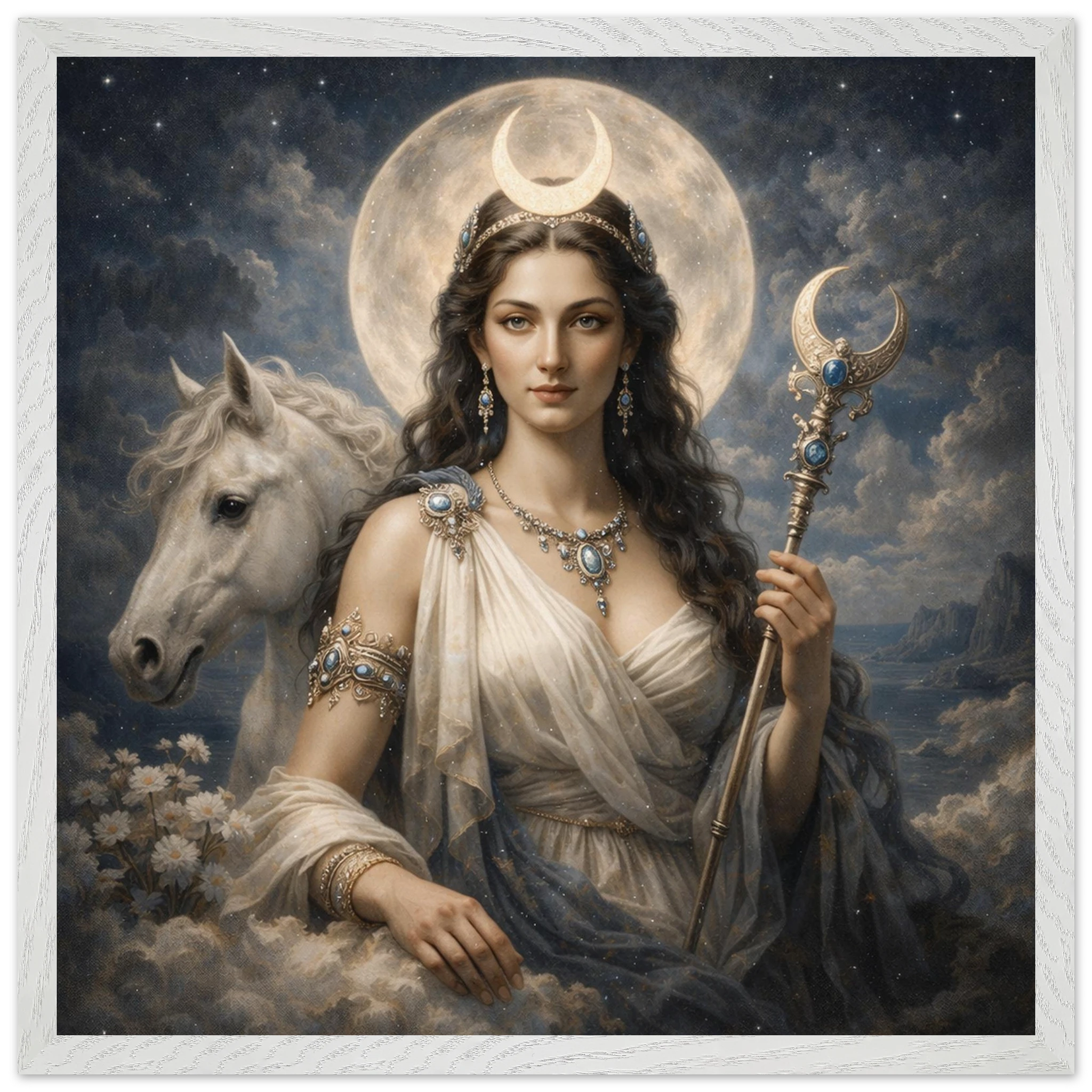 Luna – Mythologie Fine Art Print mit Rahmen | babasan