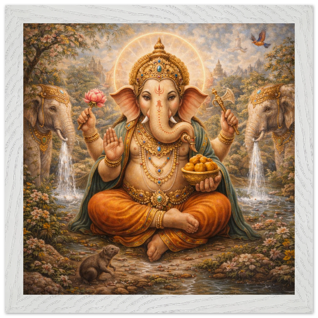 Ganesha – Mythologie Fine Art Print mit Rahmen | babasan