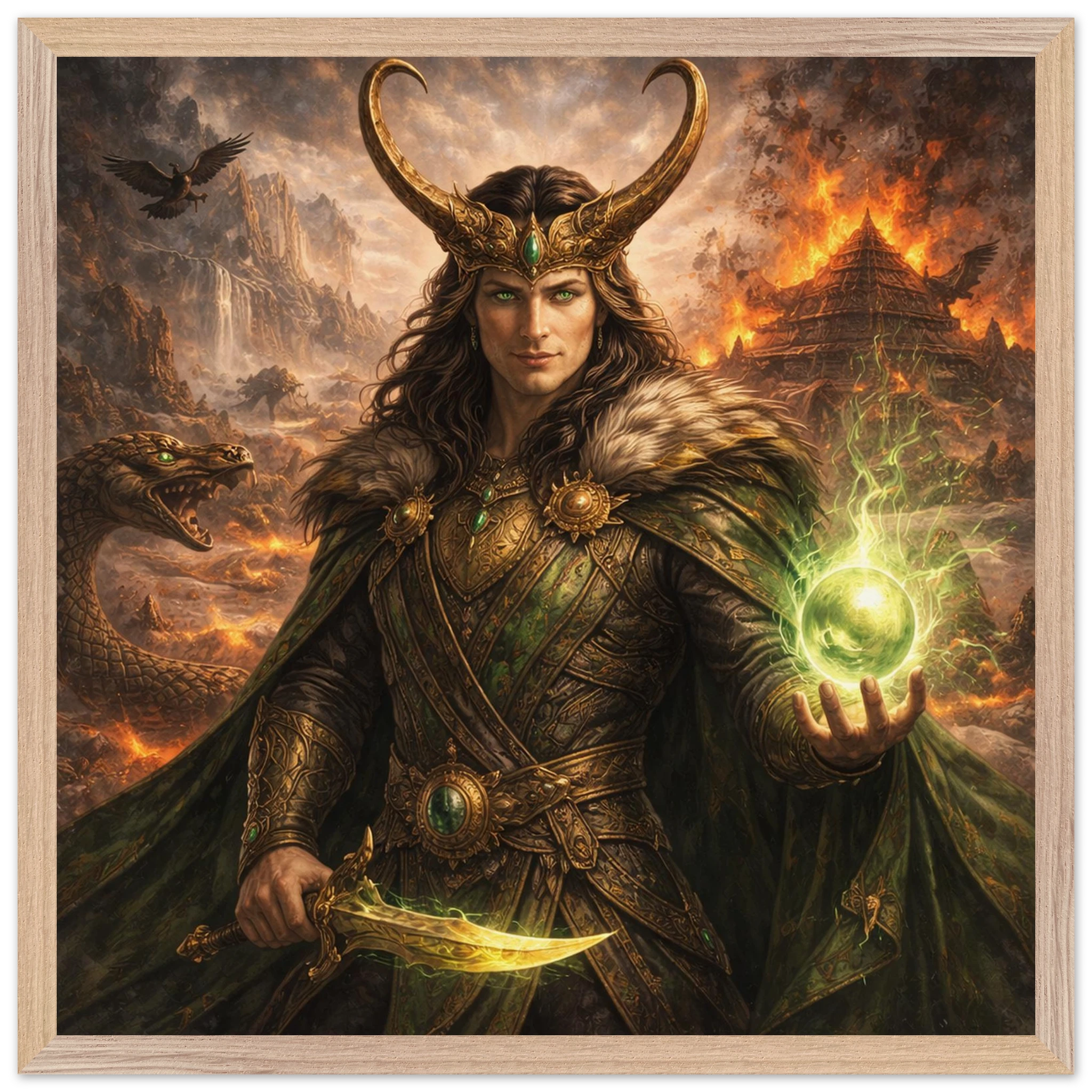 Loki – Mythologie Fine Art Print mit Rahmen | babasan