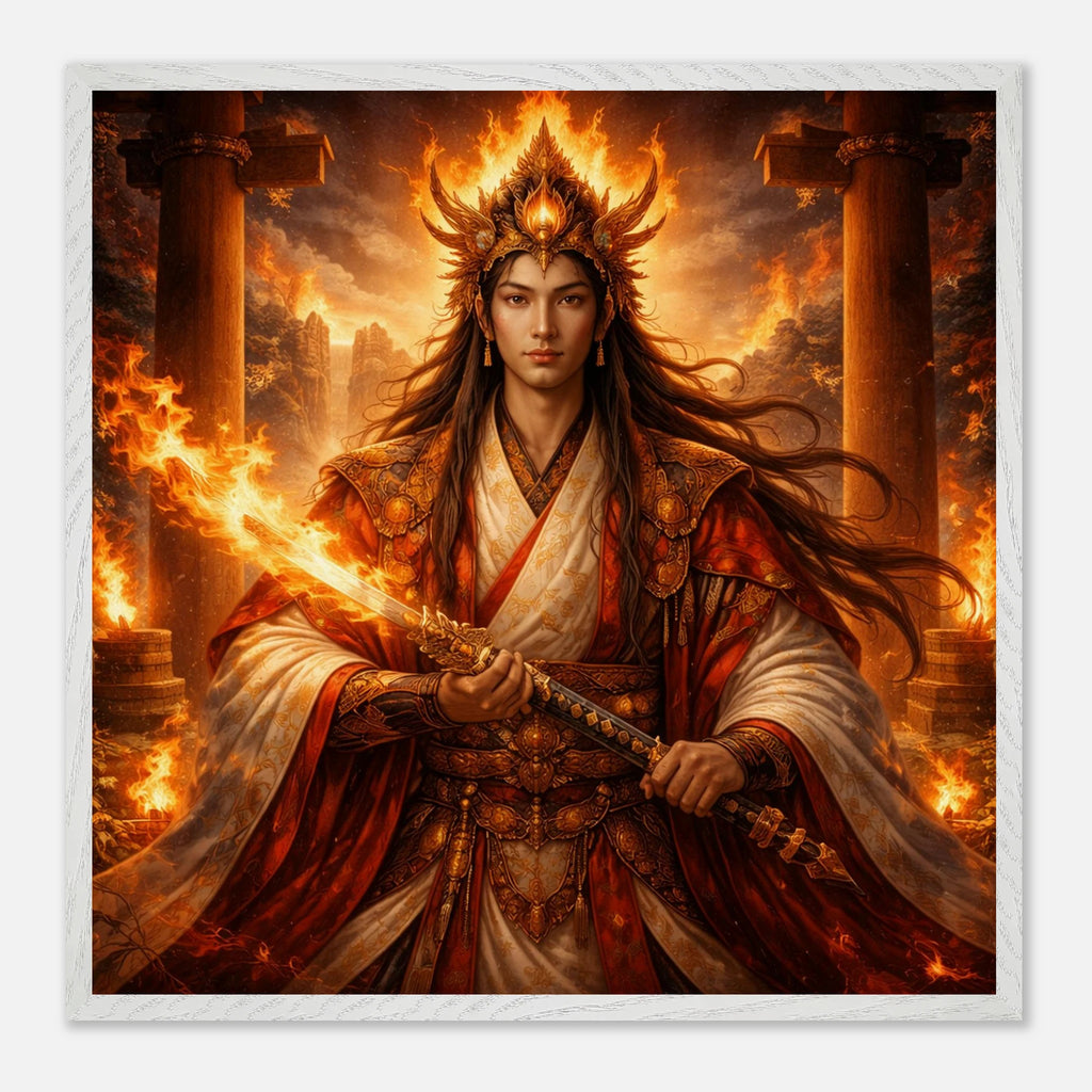 Kagutsuchi – Mythologie Fine Art Print mit Rahmen | babasan