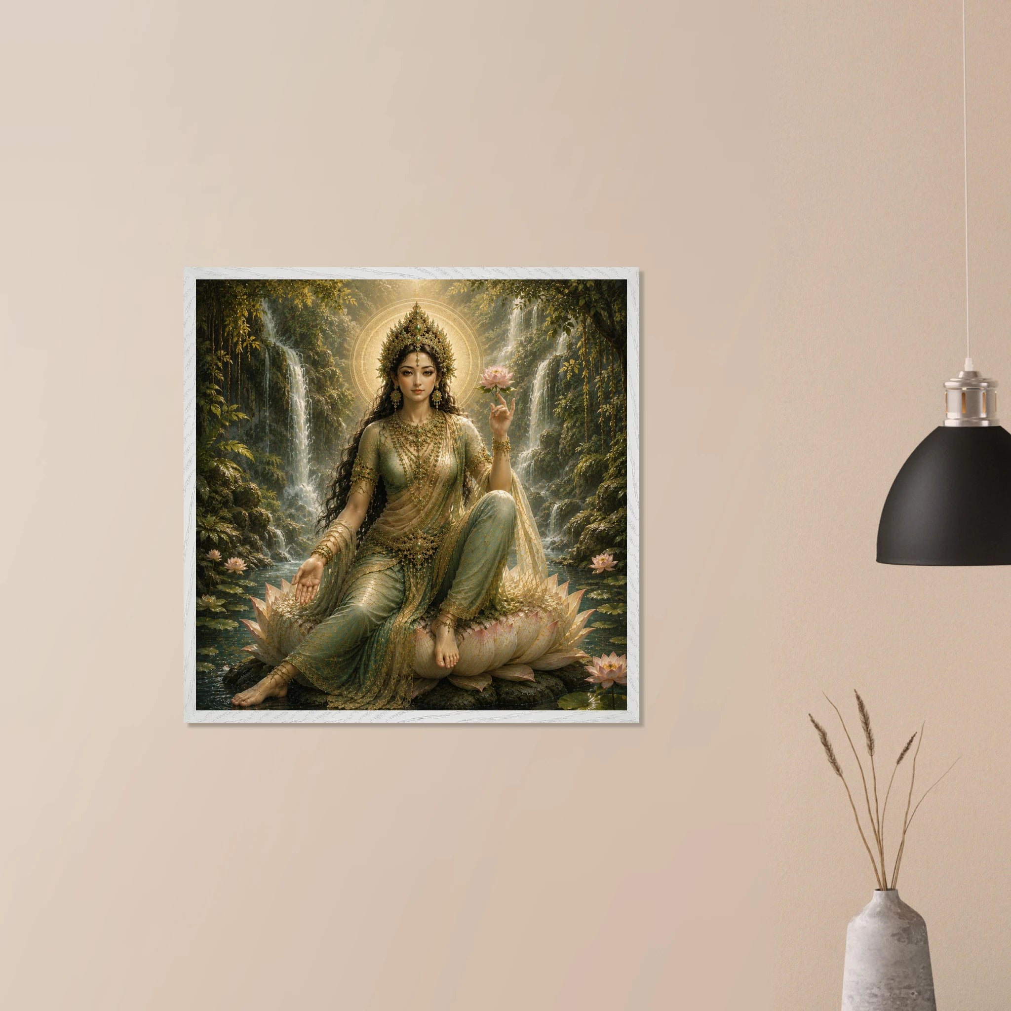 Grüne Tara – Mythologie Fine Art Print mit Rahmen | babasan