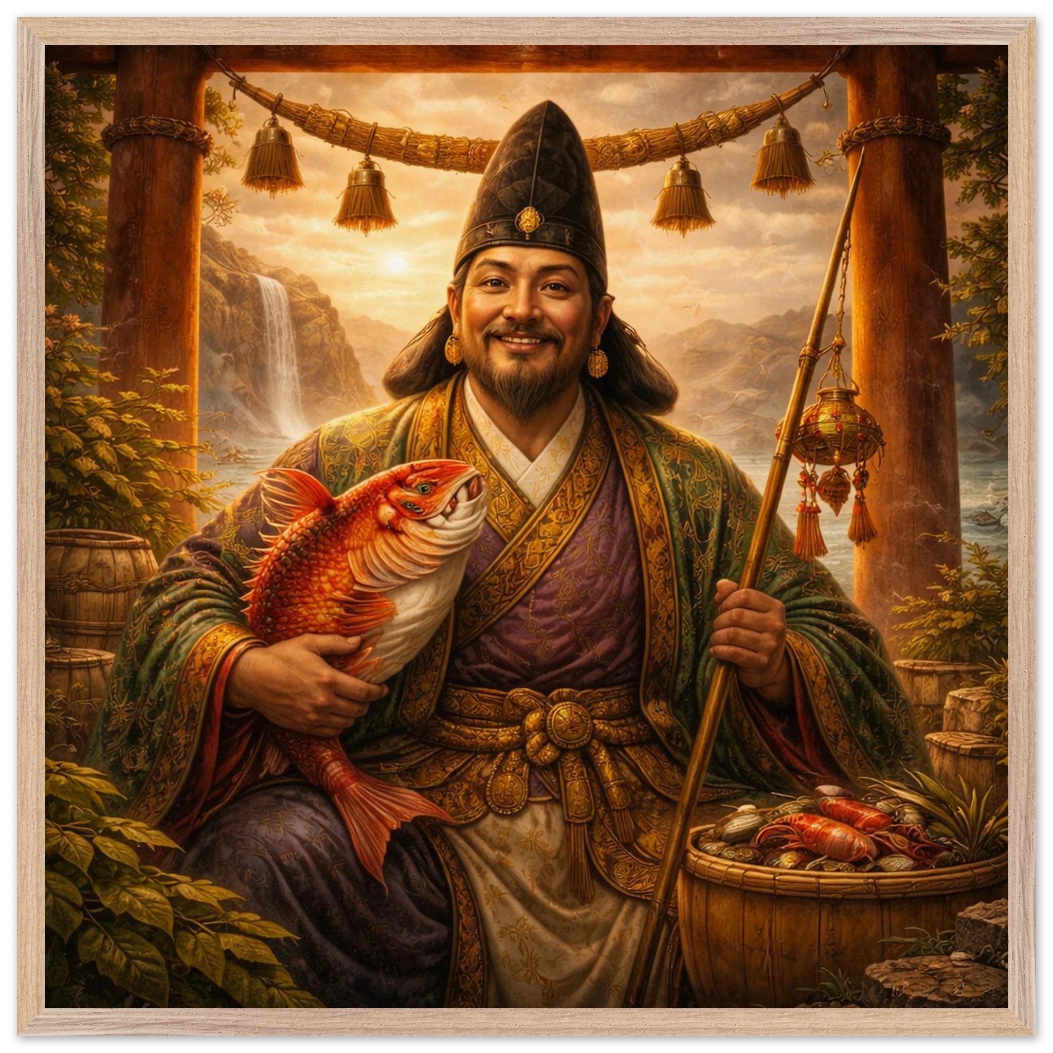 Ebisu – Mythologie Fine Art Print mit Rahmen | babasan
