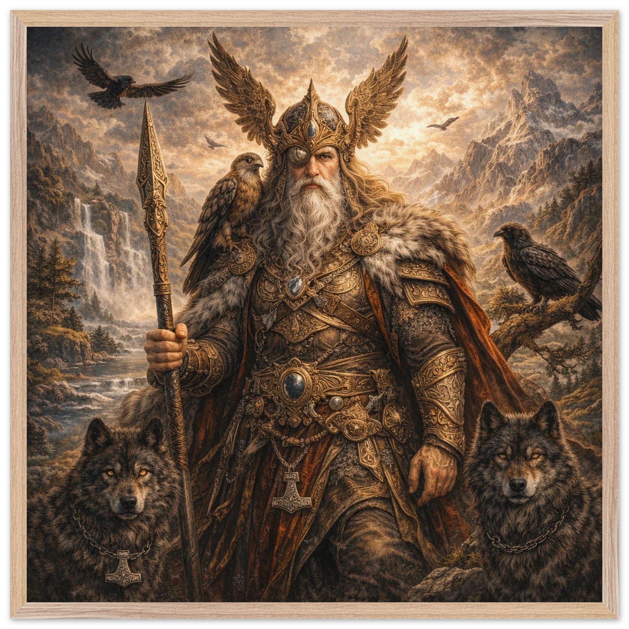 Odin – Mythologie Fine Art Print mit Rahmen | babasan