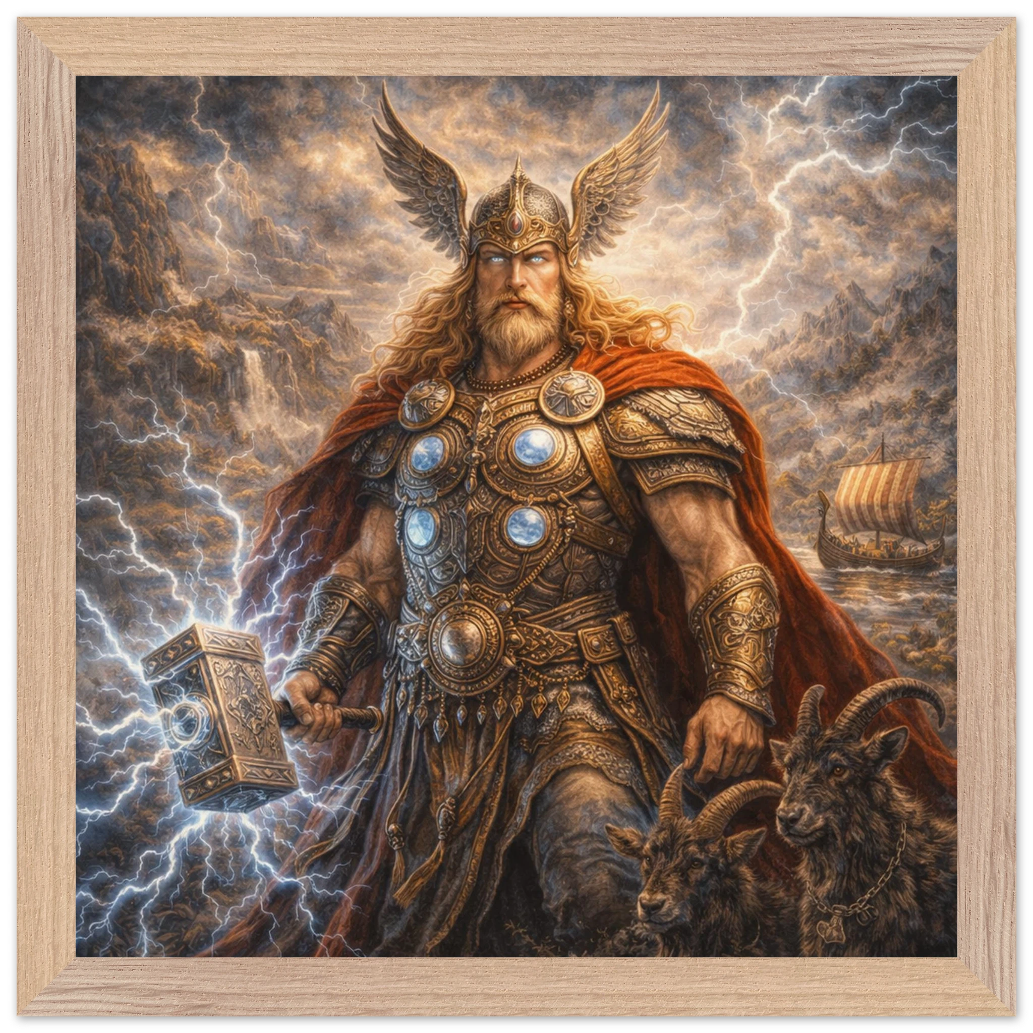 Thor – Mythologie Fine Art Print mit Rahmen | babasan