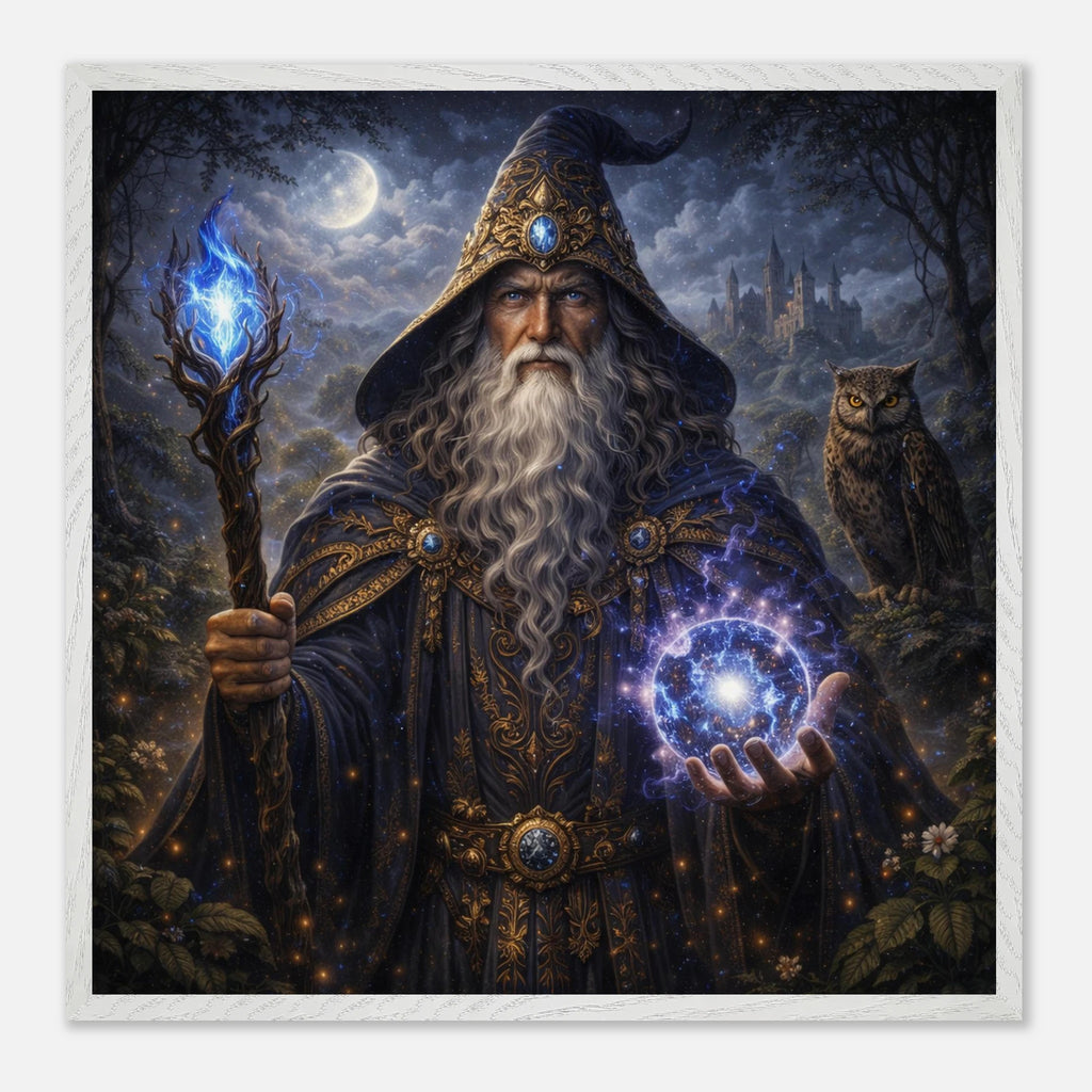 Merlin – Mythologie Fine Art Print mit Rahmen | babasan