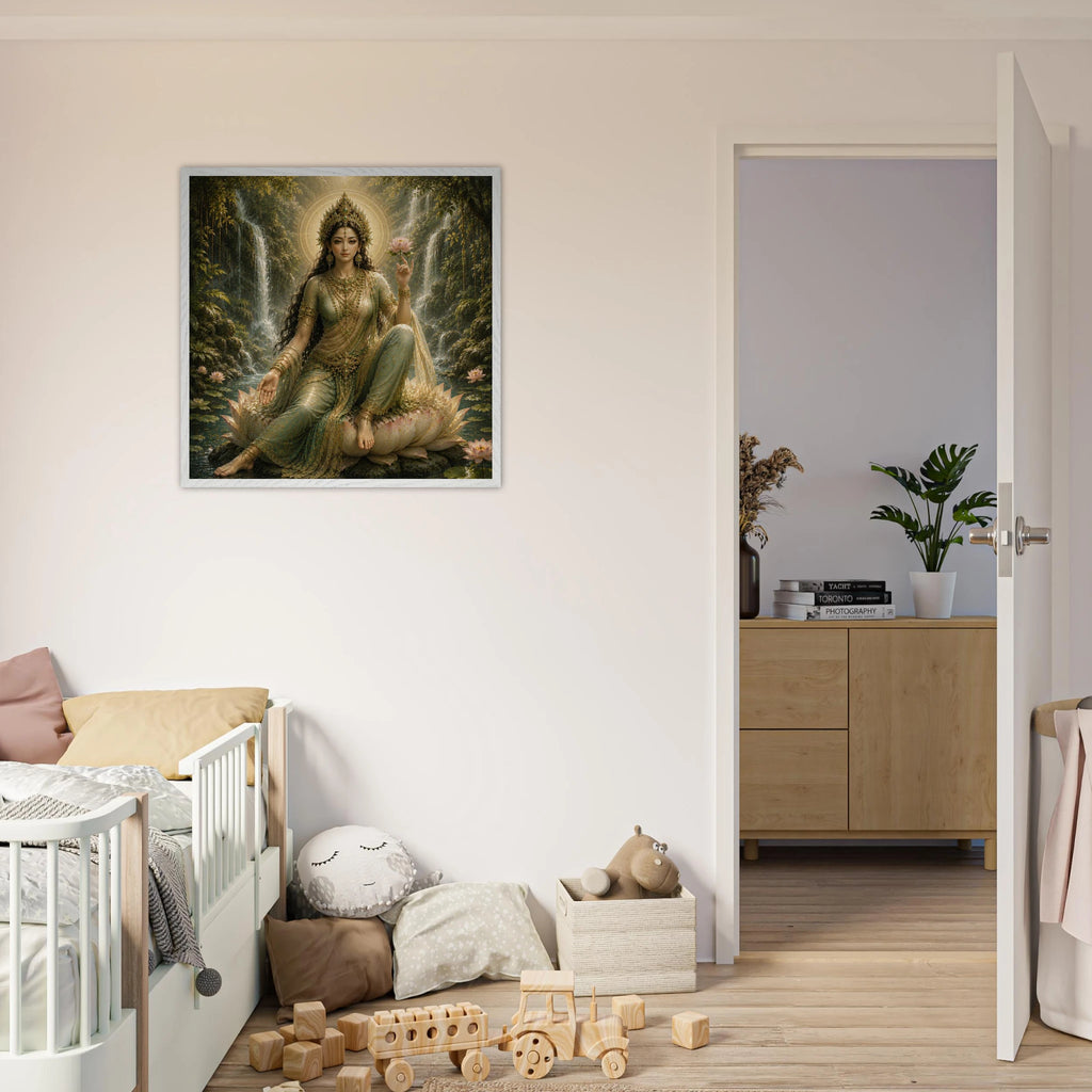 Grüne Tara – Mythologie Fine Art Print mit Rahmen | babasan