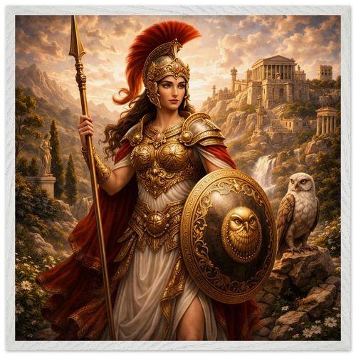 Athena – Mythologie Fine Art Print mit Rahmen | babasan