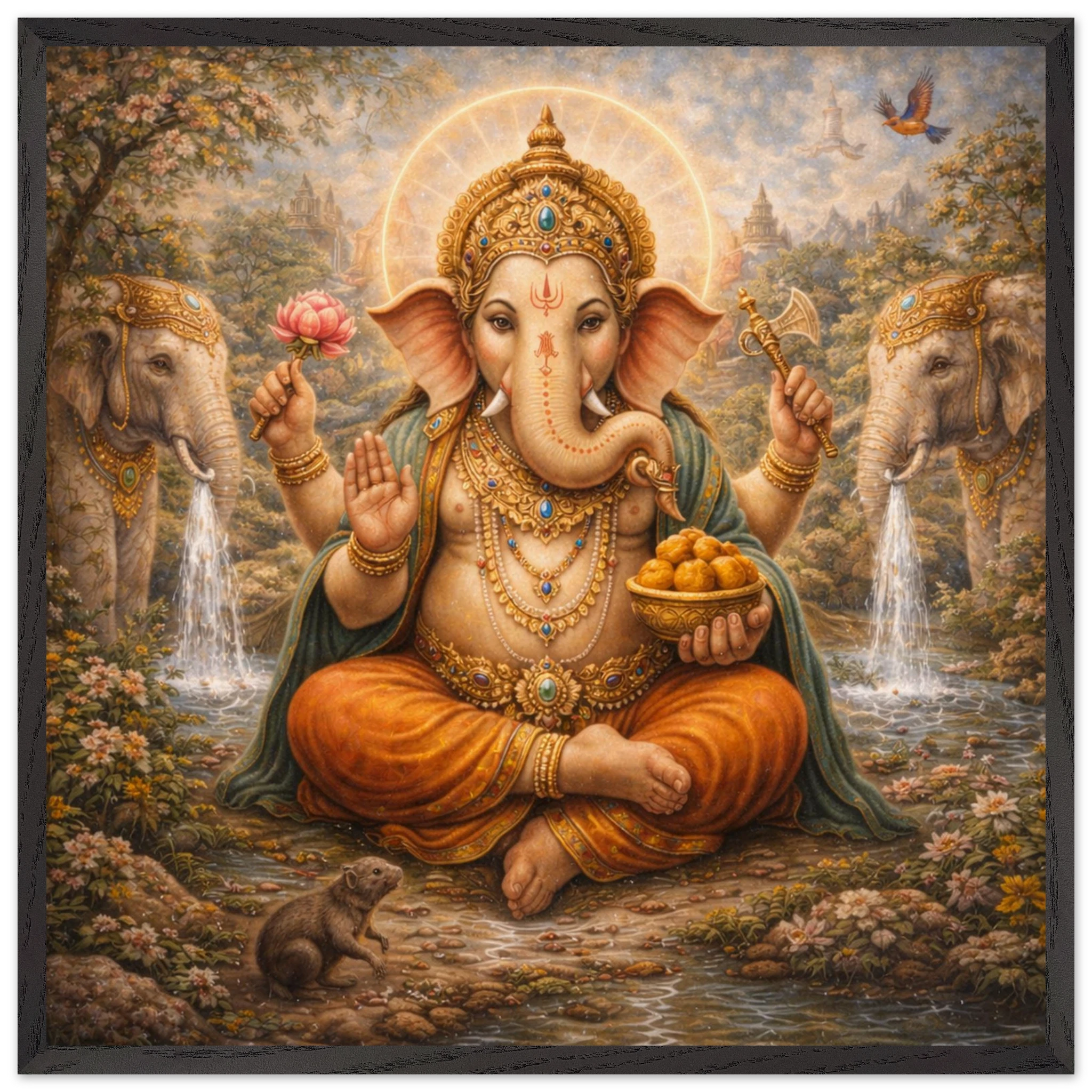 Ganesha – Mythologie Fine Art Print mit Rahmen | babasan