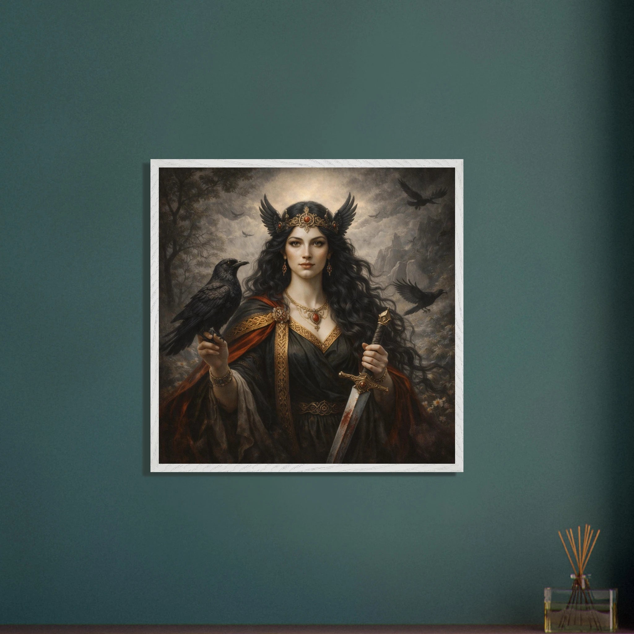 Morrigan – Mythologie Fine Art Print mit Rahmen | babasan