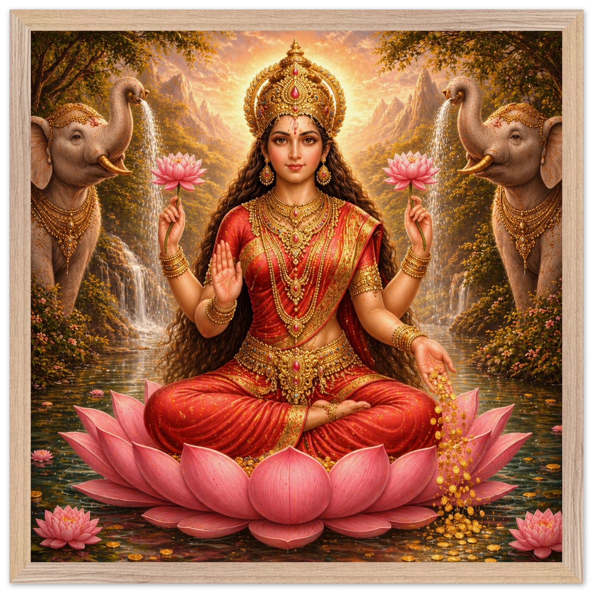 Lakshmi – Mythologie Fine Art Print mit Rahmen | babasan