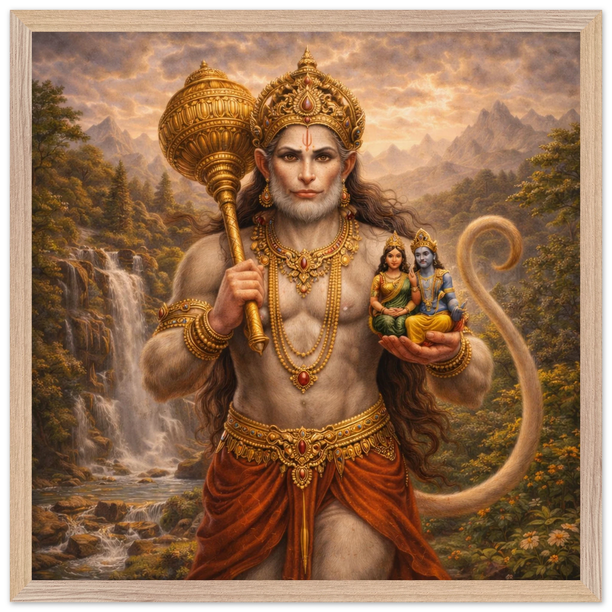 Hanuman – Mythologie Fine Art Print mit Rahmen | babasan