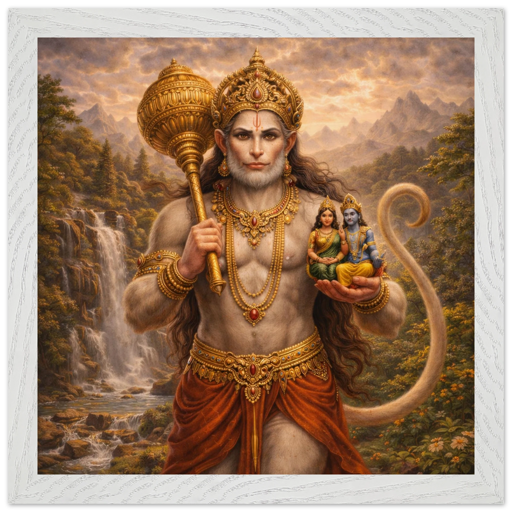 Hanuman – Mythologie Fine Art Print mit Rahmen | babasan