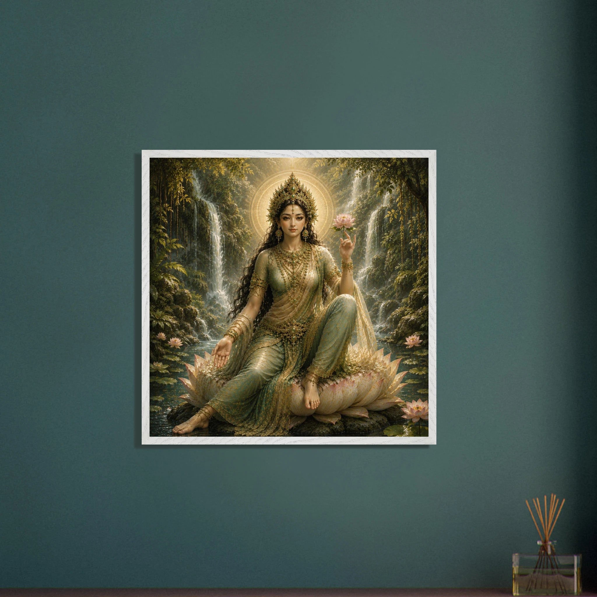 Grüne Tara – Mythologie Fine Art Print mit Rahmen | babasan