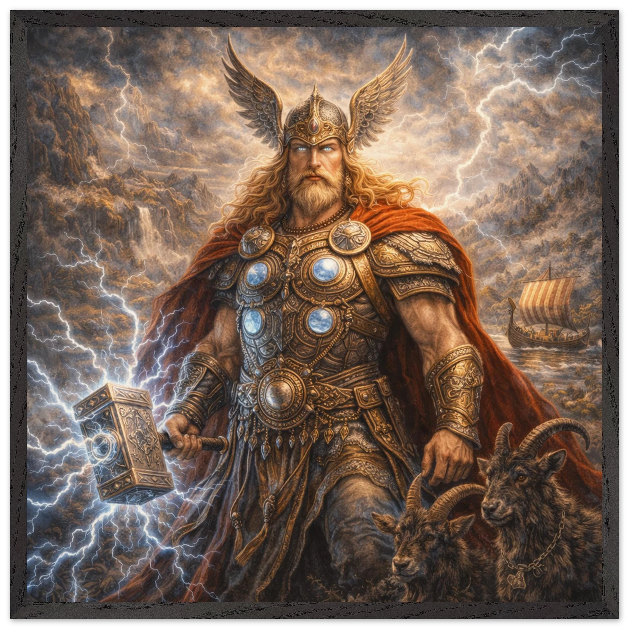 Thor – Mythologie Fine Art Print mit Rahmen | babasan