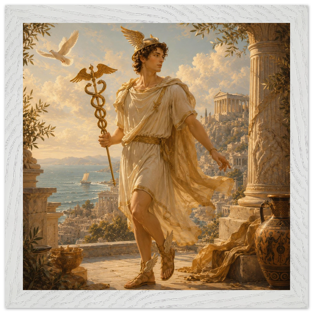 Hermes – Mythologie Fine Art Print mit Rahmen | babasan