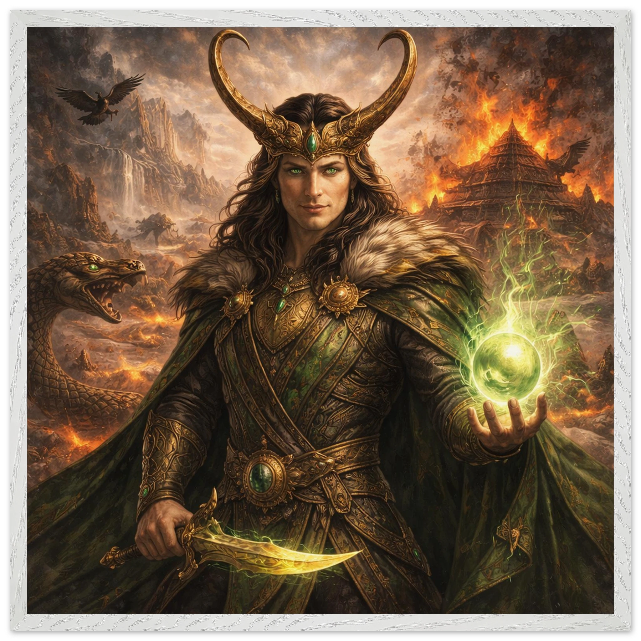 Loki – Mythologie Fine Art Print mit Rahmen | babasan