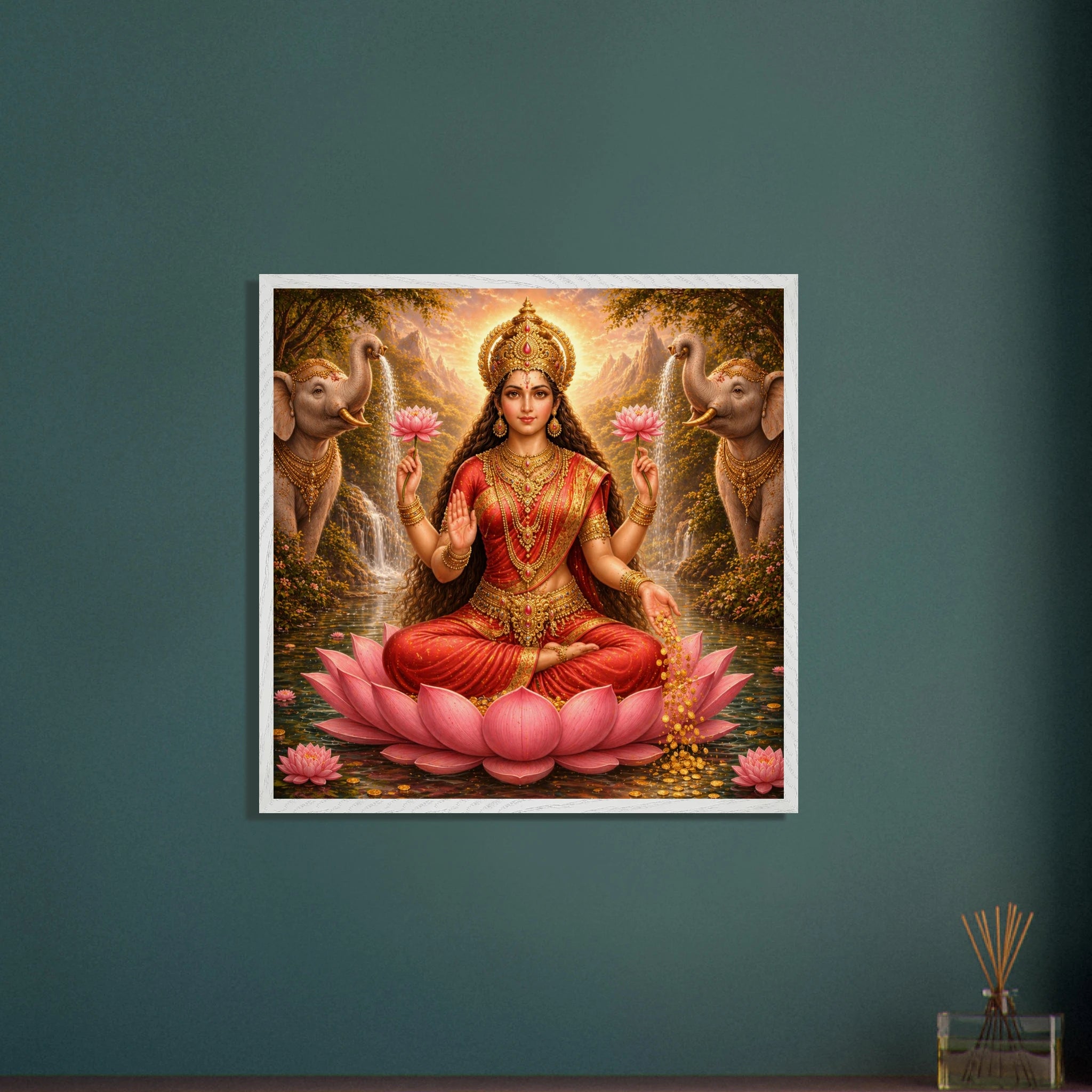 Lakshmi – Mythologie Fine Art Print mit Rahmen | babasan