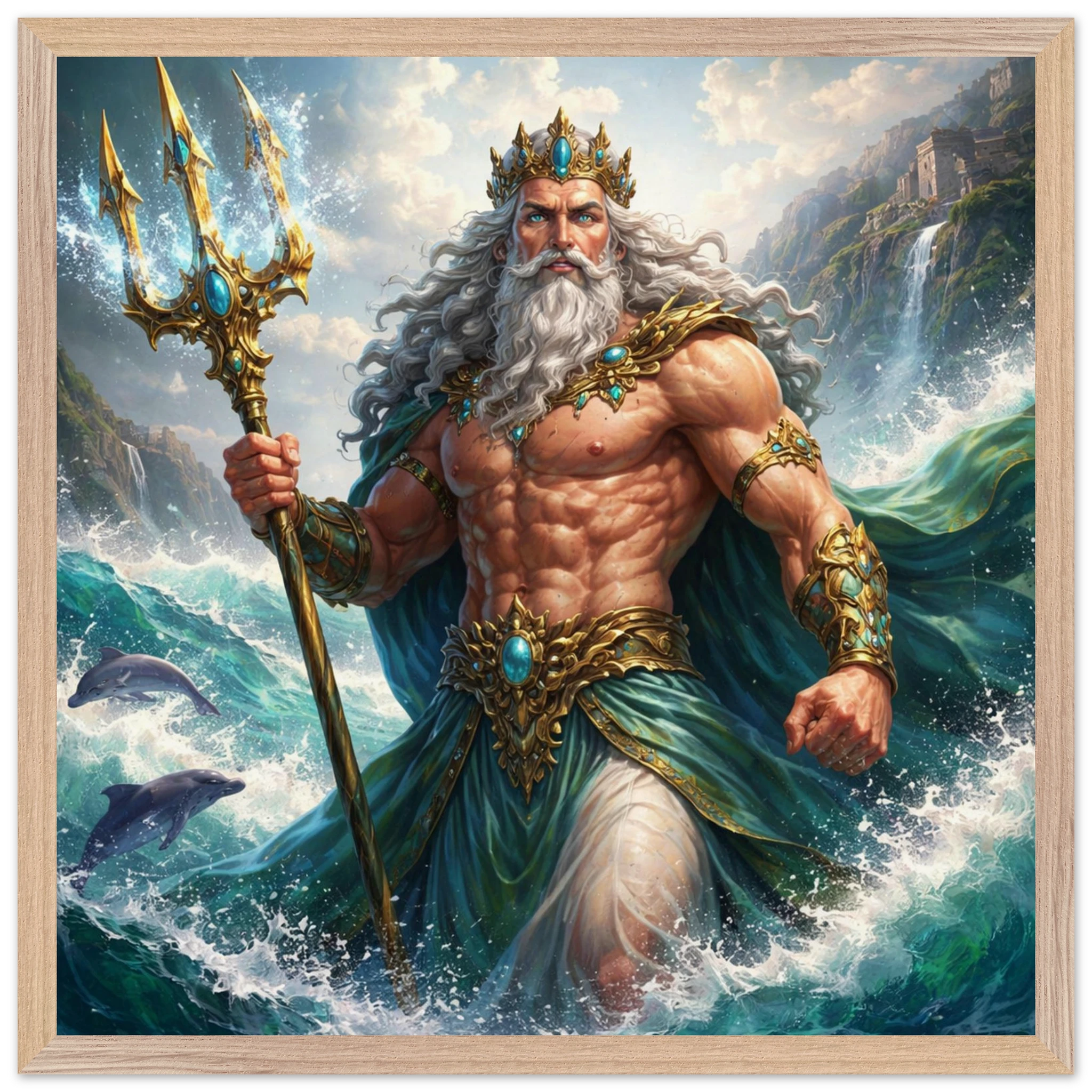 Poseidon – Mythologie Fine Art Print mit Rahmen | babasan