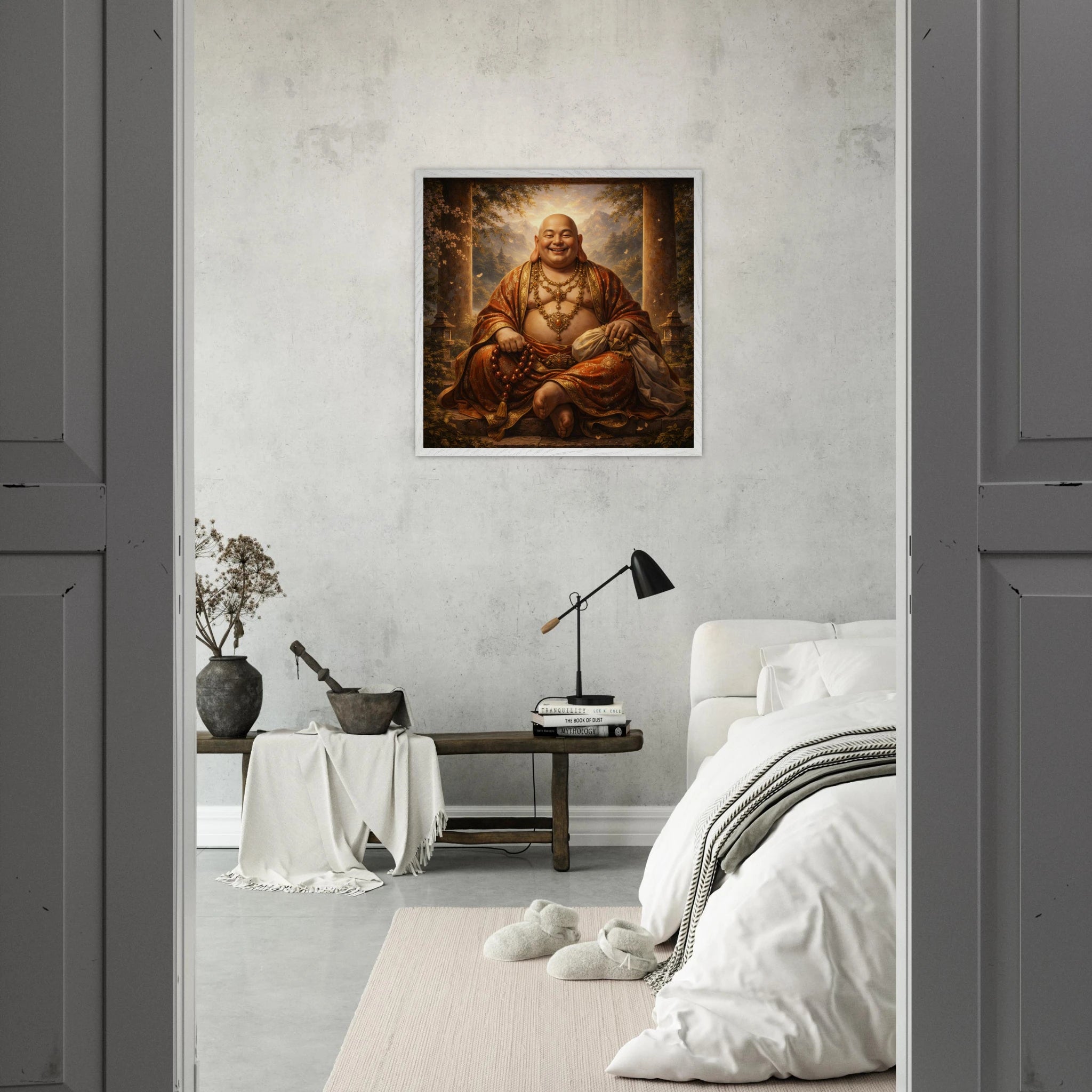 Hotei – Mythologie Fine Art Print mit Rahmen | babasan
