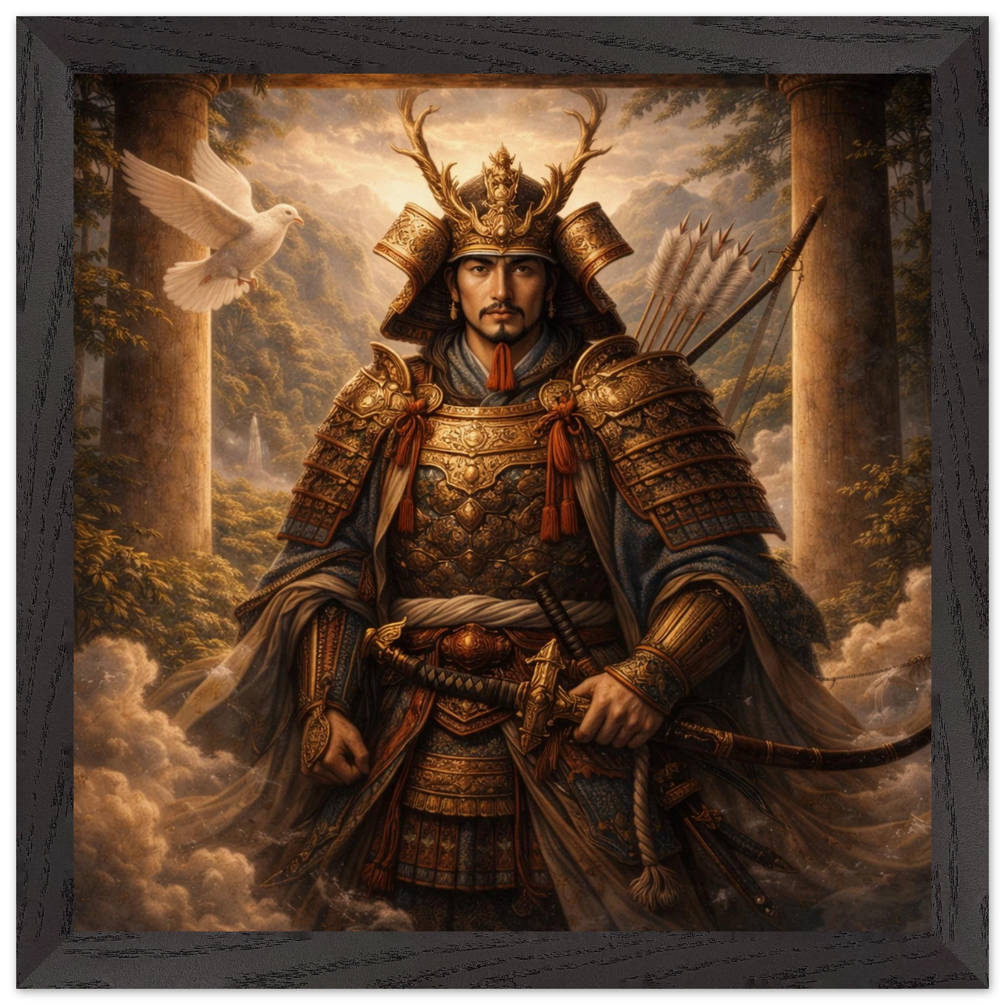 Hachiman – Mythologie Fine Art Print mit Rahmen | babasan