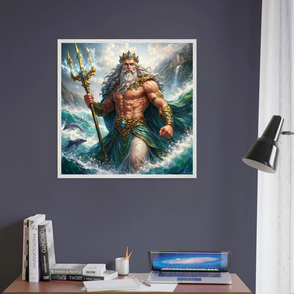 Poseidon – Mythologie Fine Art Print mit Rahmen | babasan